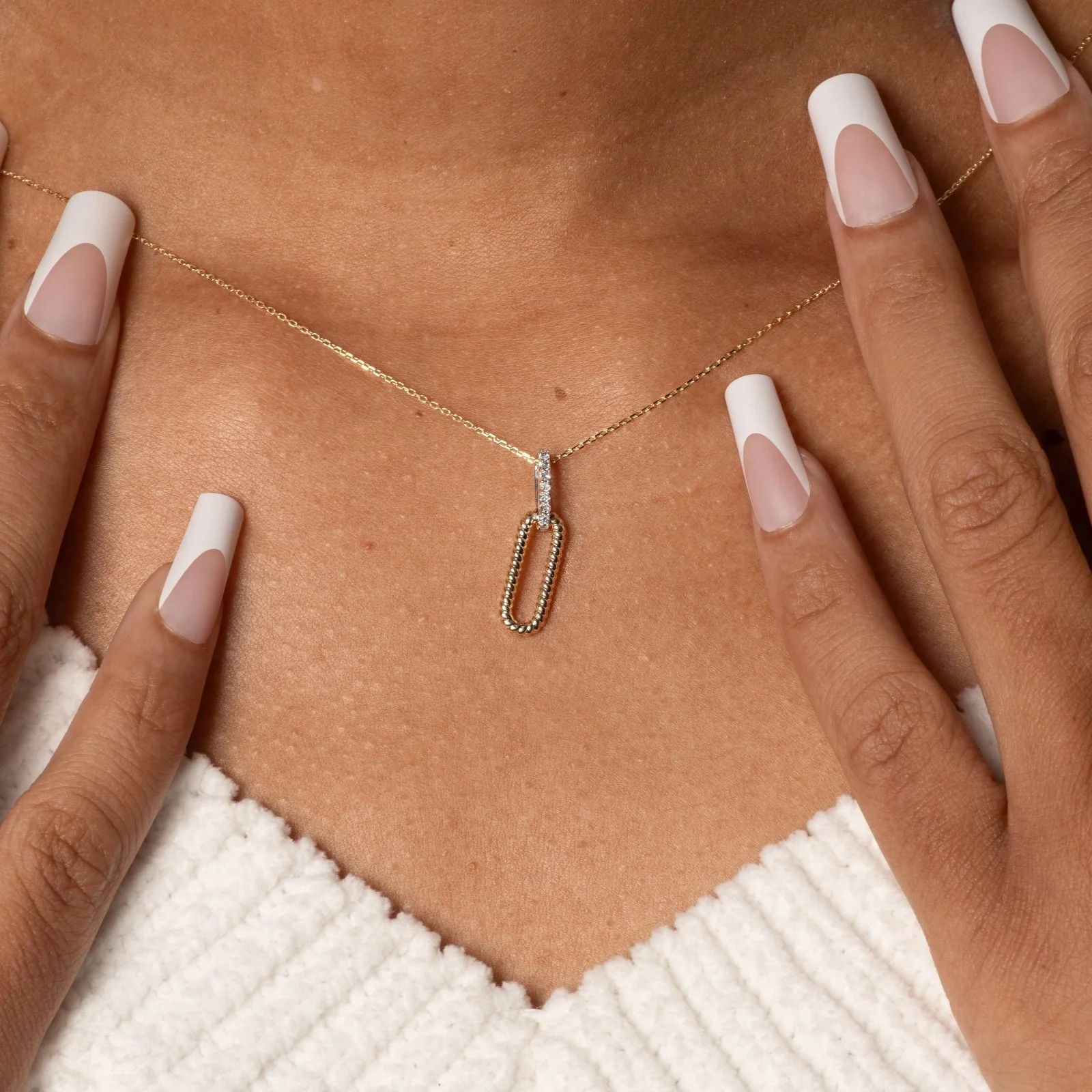 Yellow Gold Diamond Twisted Paperclip Necklace - Image 5