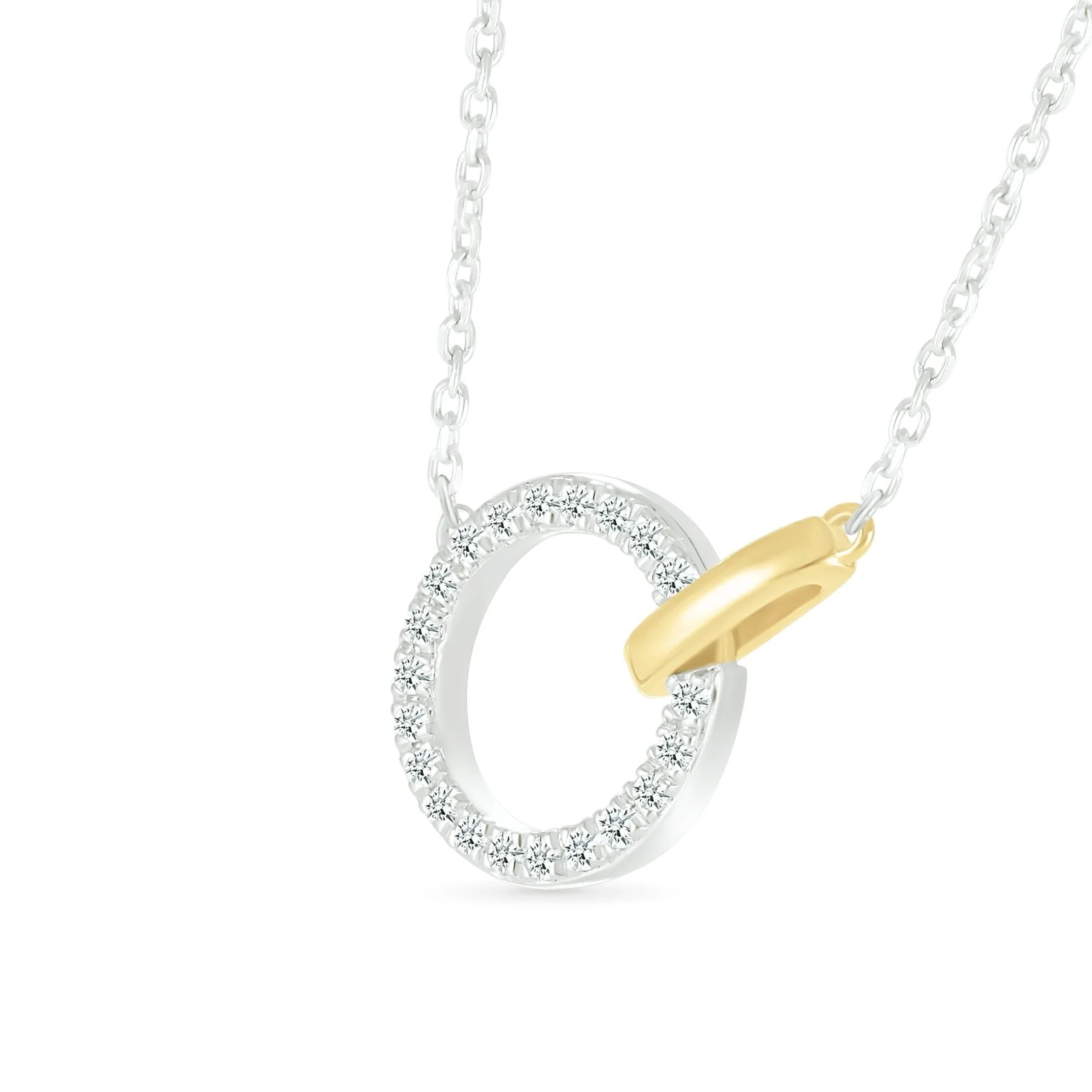Yellow Gold Diamond Interlocking Circle Necklace - Image 3