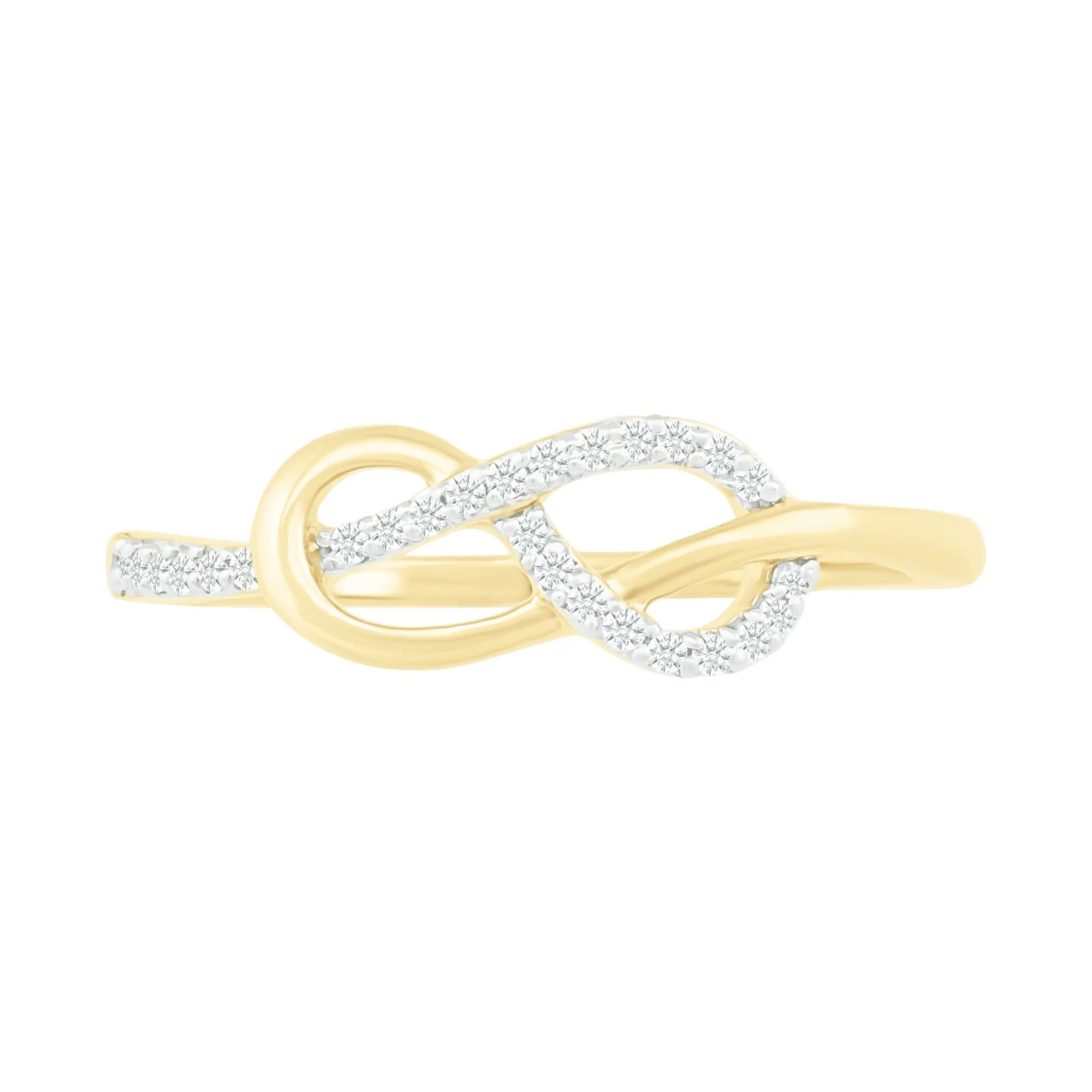 Interlocking Diamond Infinity Ring in Solid 10k Yellow Gold