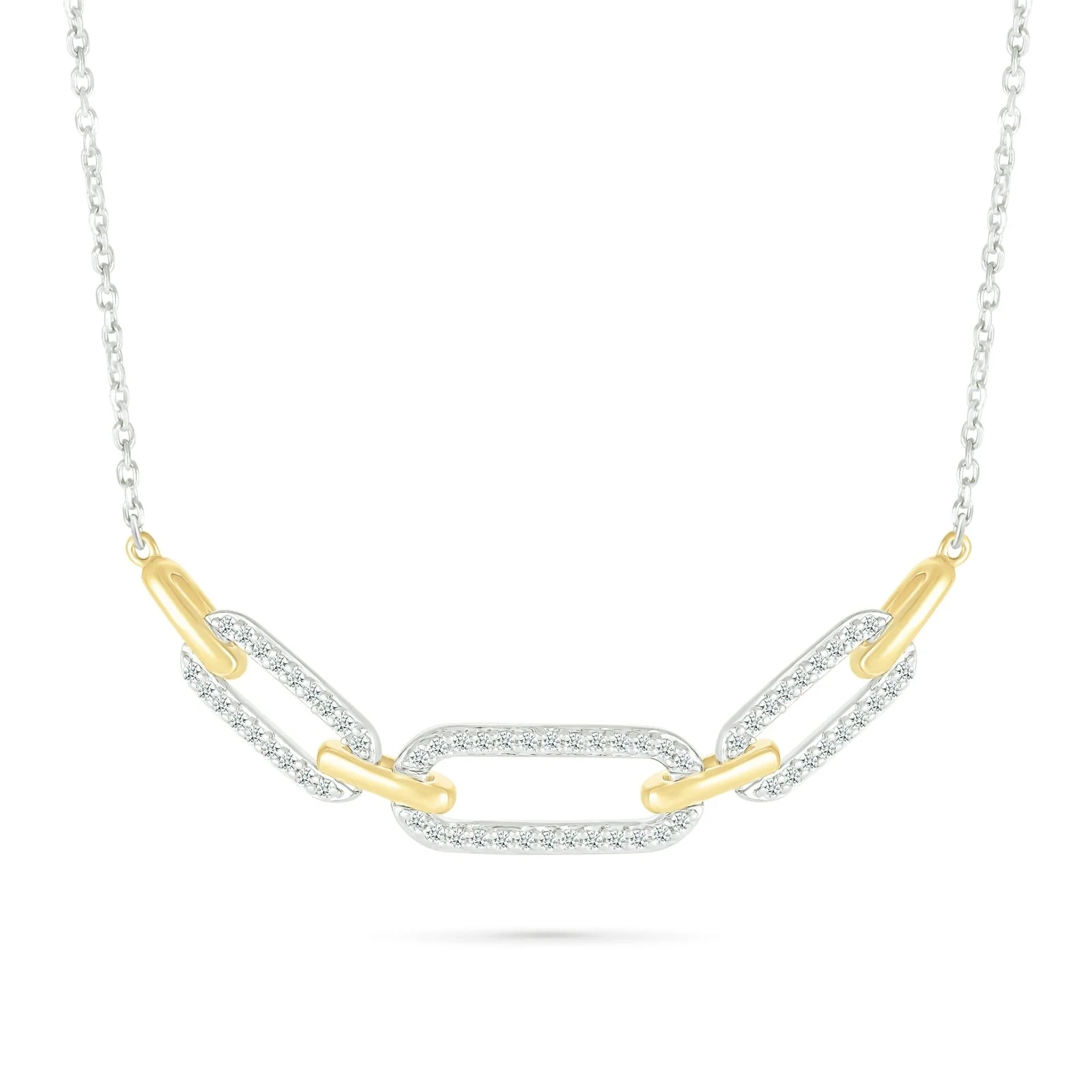 Yellow Gold Diamond Link Chain Necklace