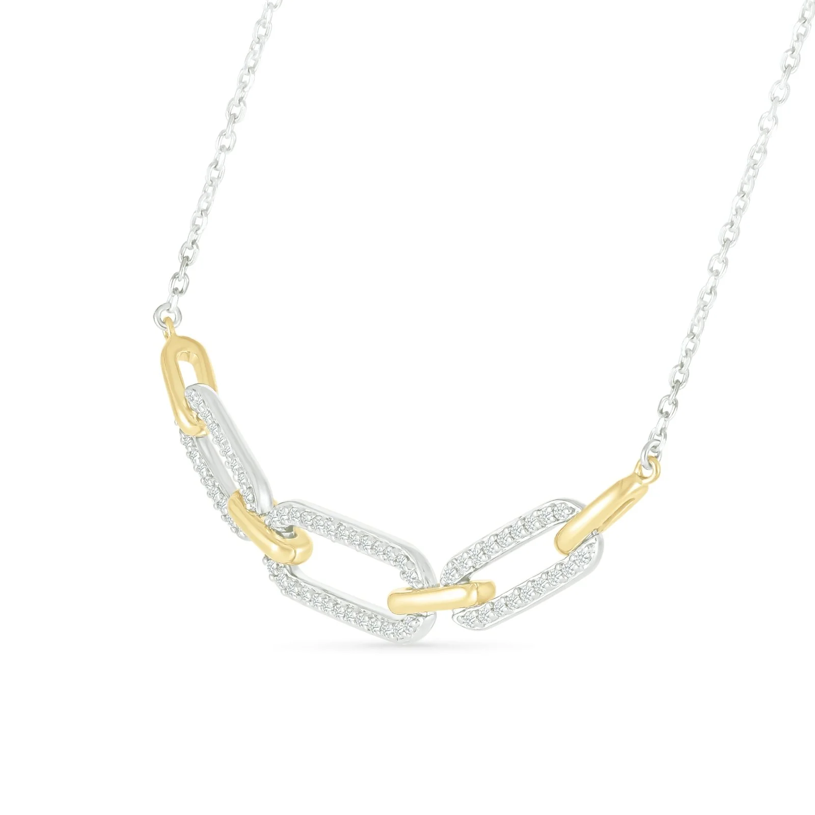 Yellow Gold Diamond Link Chain Necklace - Image 3