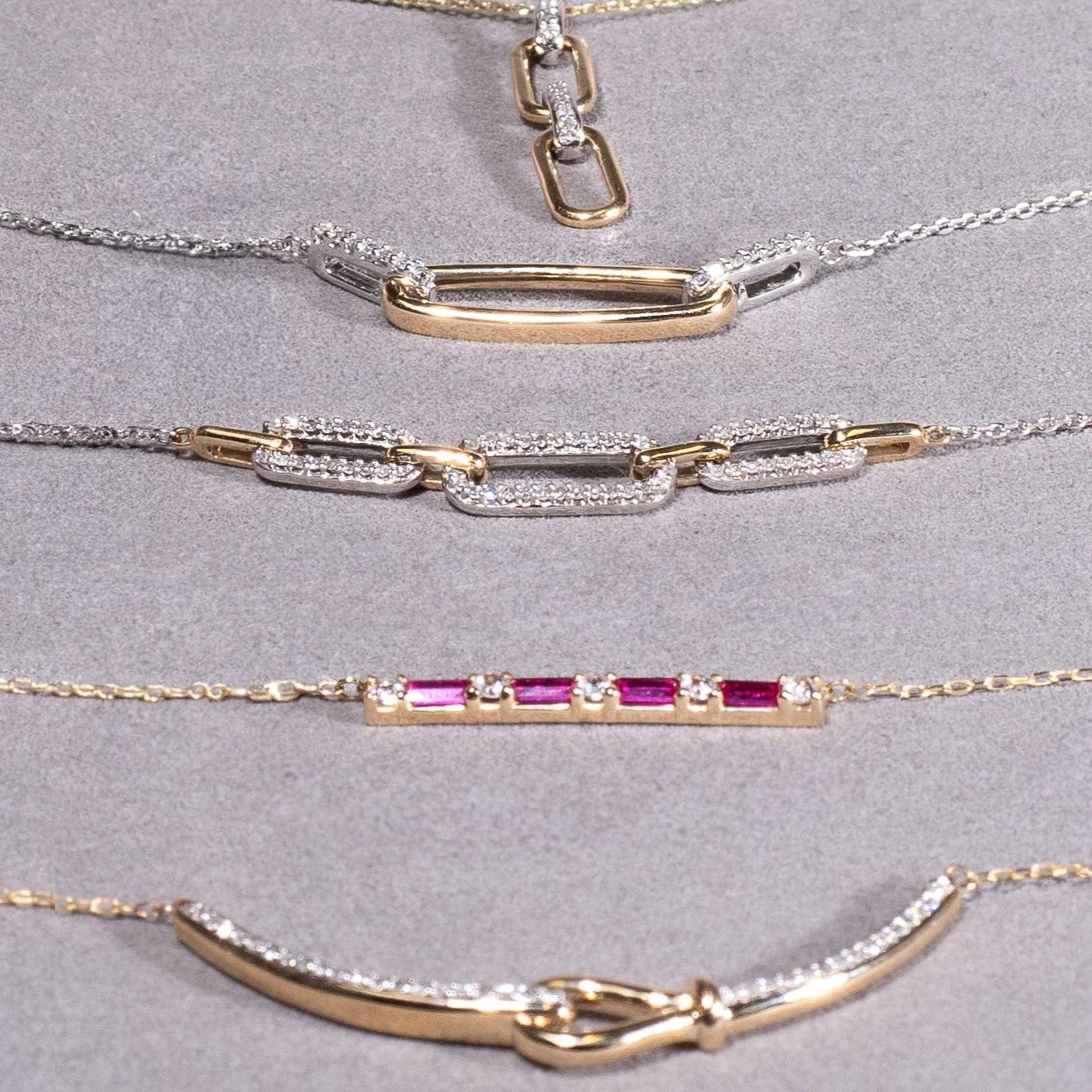 Yellow Gold Diamond Link Chain Necklace - Image 6