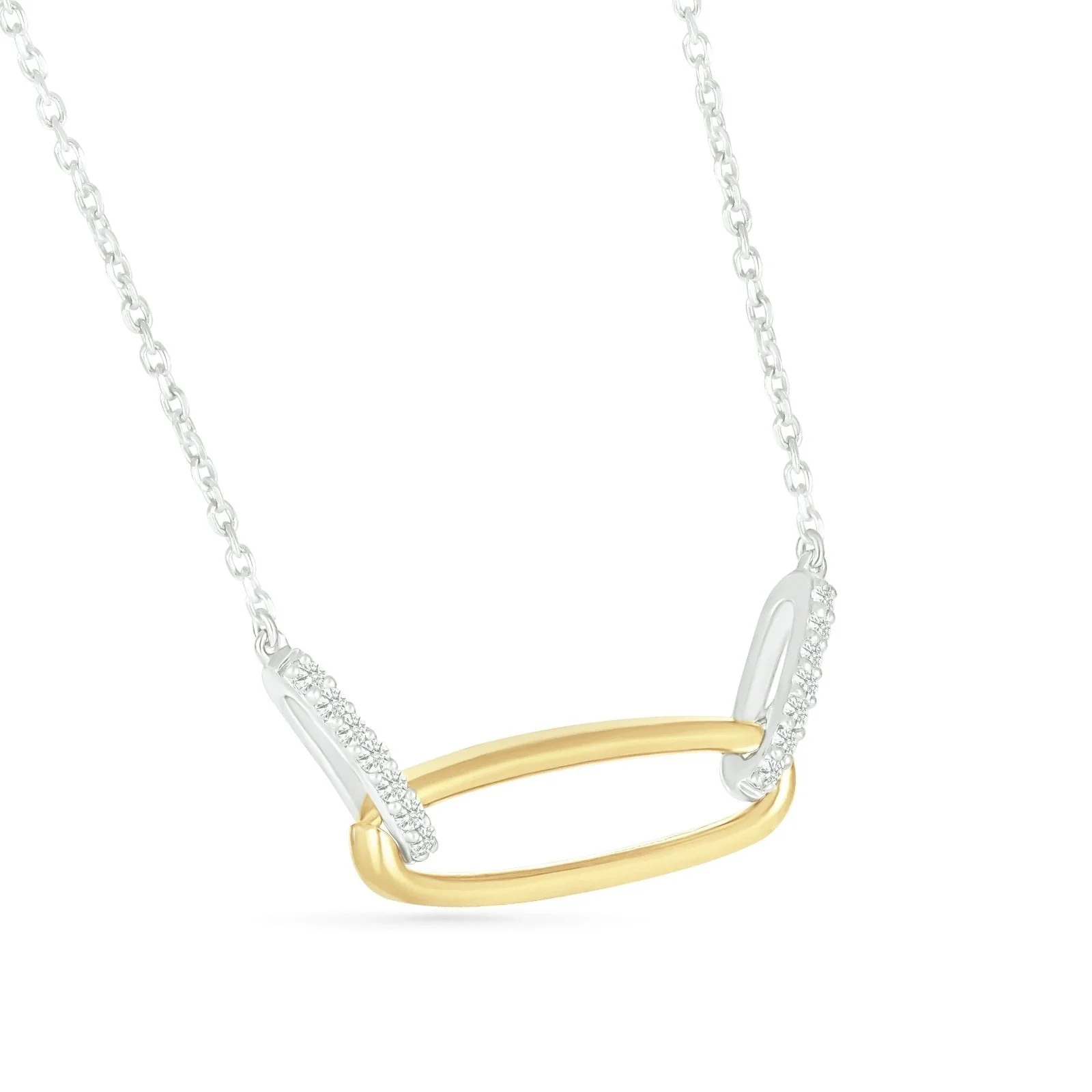 Yellow Gold Diamond Oval Link Pendant Necklace - Image 3