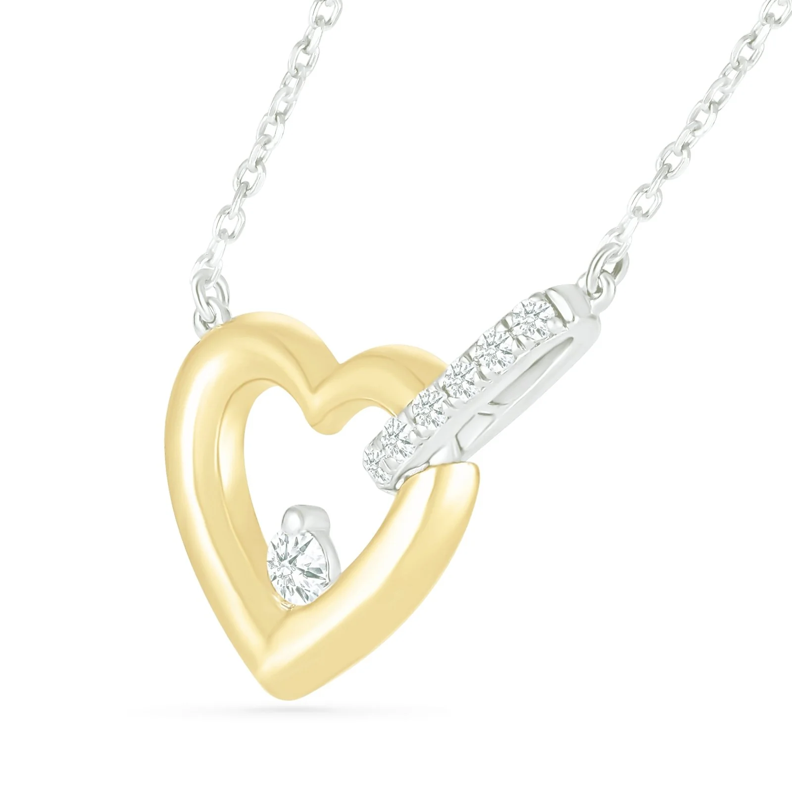 Yellow Gold Interlocking Heart Diamond Pendant Necklace - Image 6