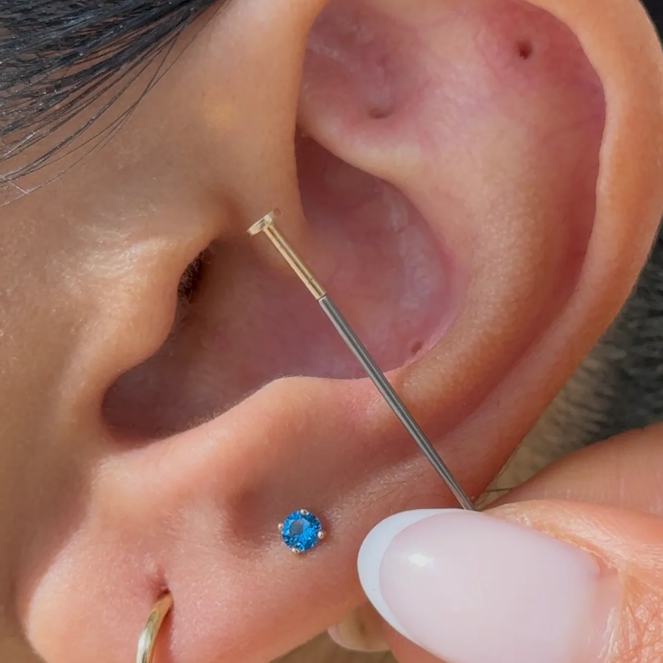 Internally Threaded Flat Back Earring Post- 14k Gold - Image 3