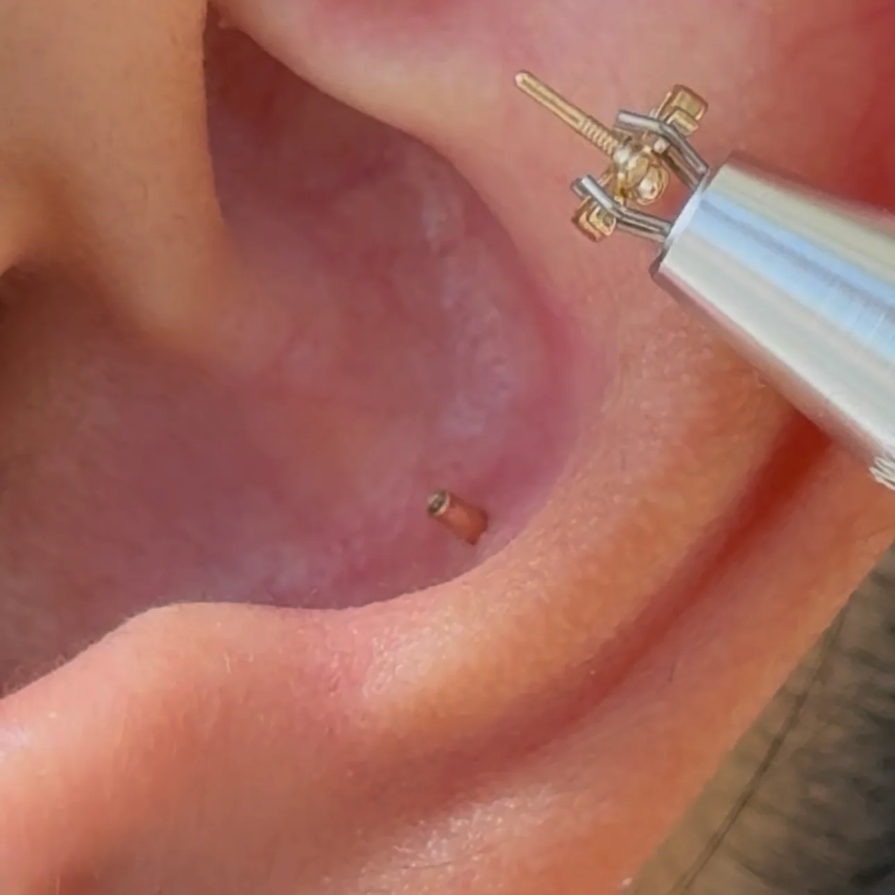 Internally Threaded Flat Back Earring Post- 14k Gold - Image 4