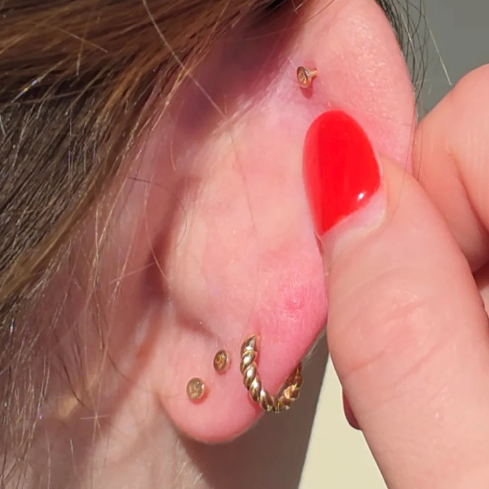 Internally Threaded Flat Back Earring Post- 14k Gold - Image 6