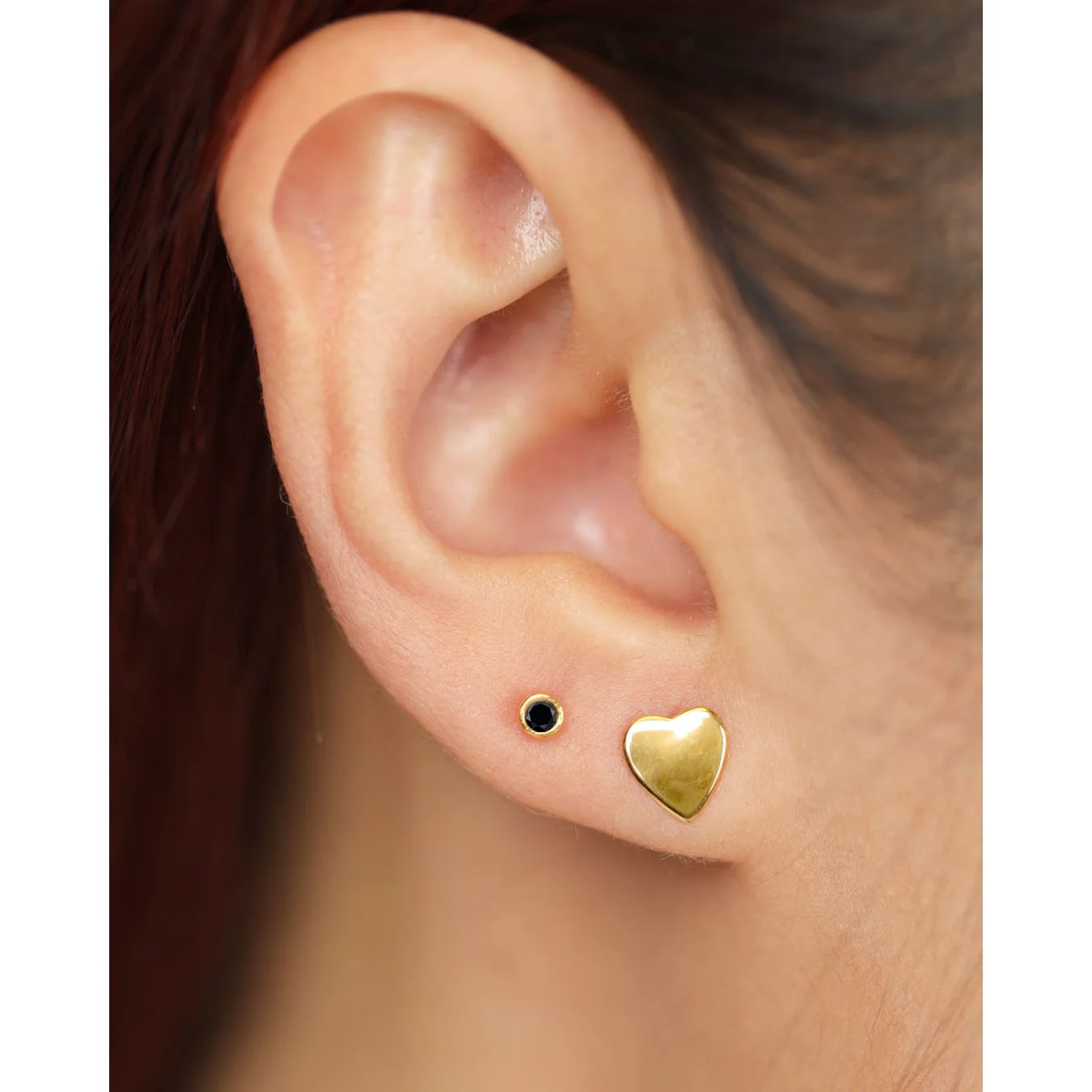 Yellow Gold Large Heart Studs - Image 2