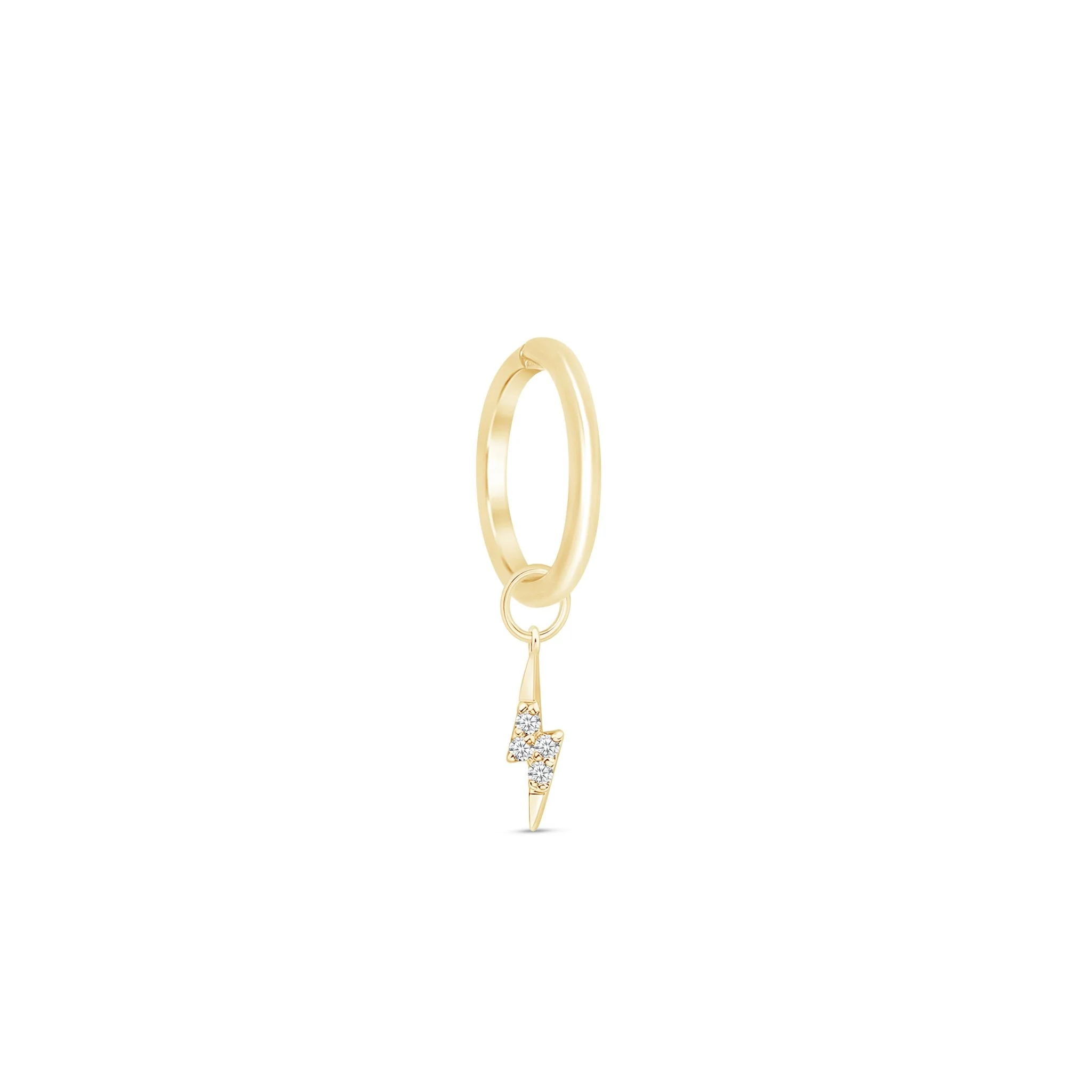 Yellow Gold Lightning Bolt Charm Hoop