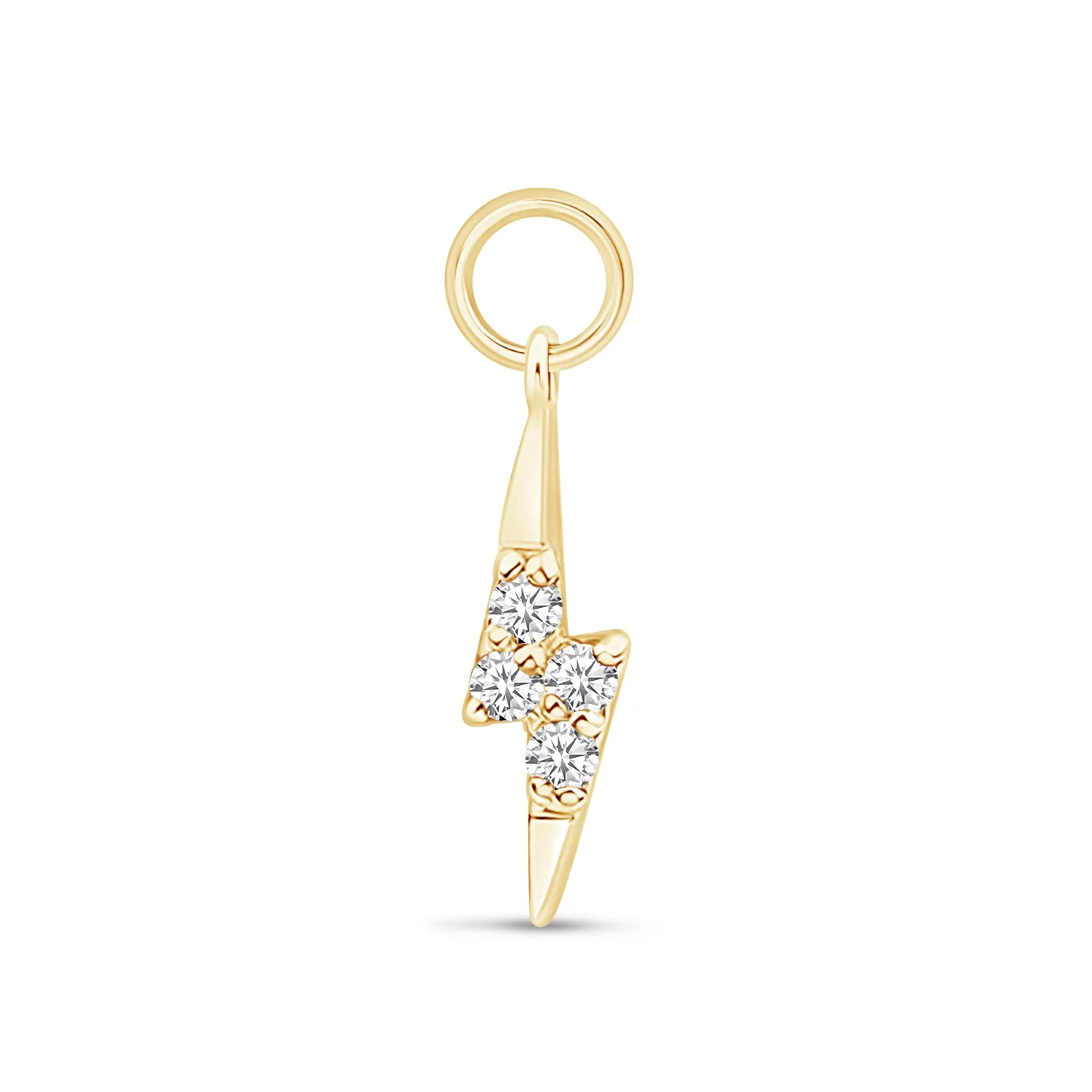 Yellow Gold Lightning Bolt Charm Hoop - Image 2