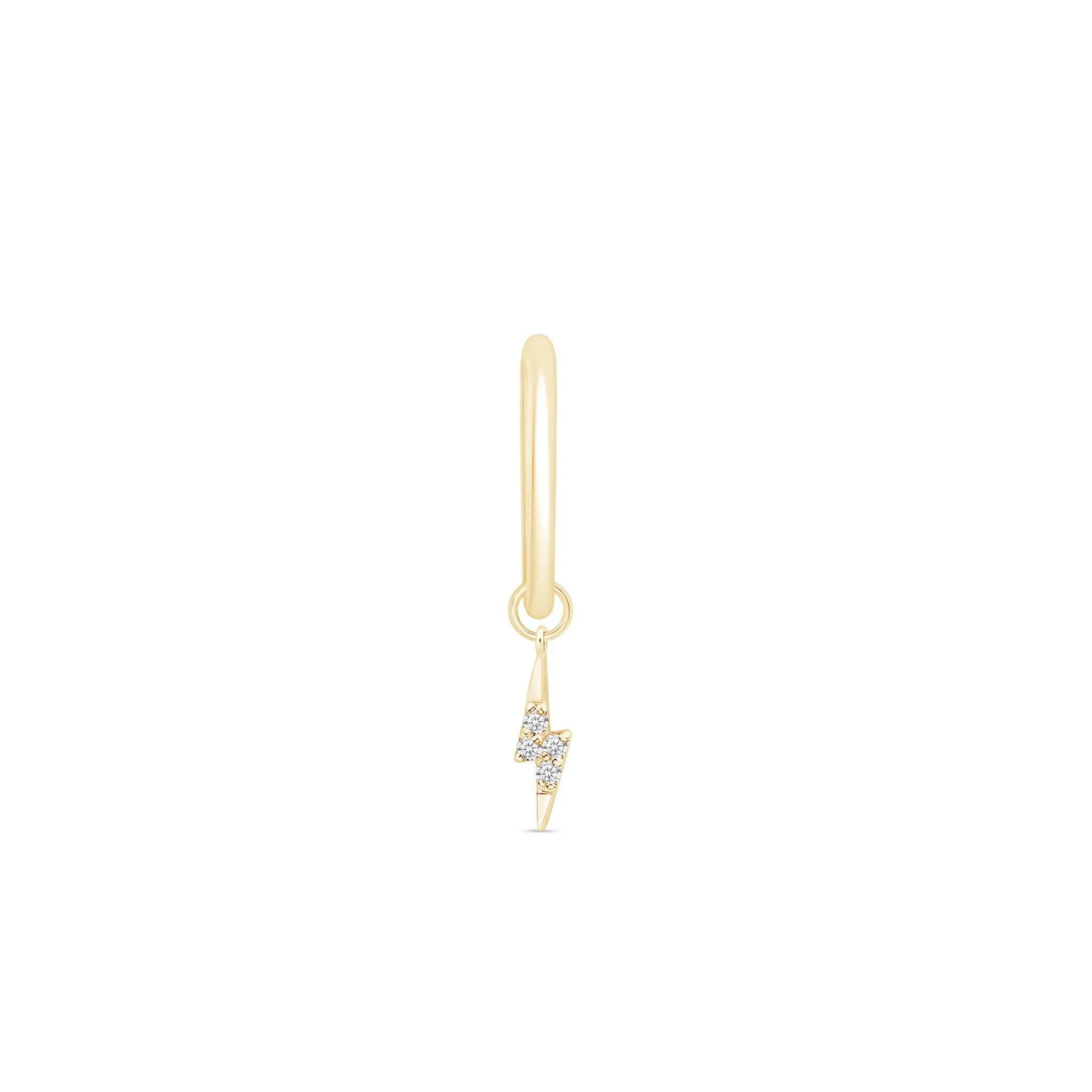 Yellow Gold Lightning Bolt Charm Hoop - Image 4