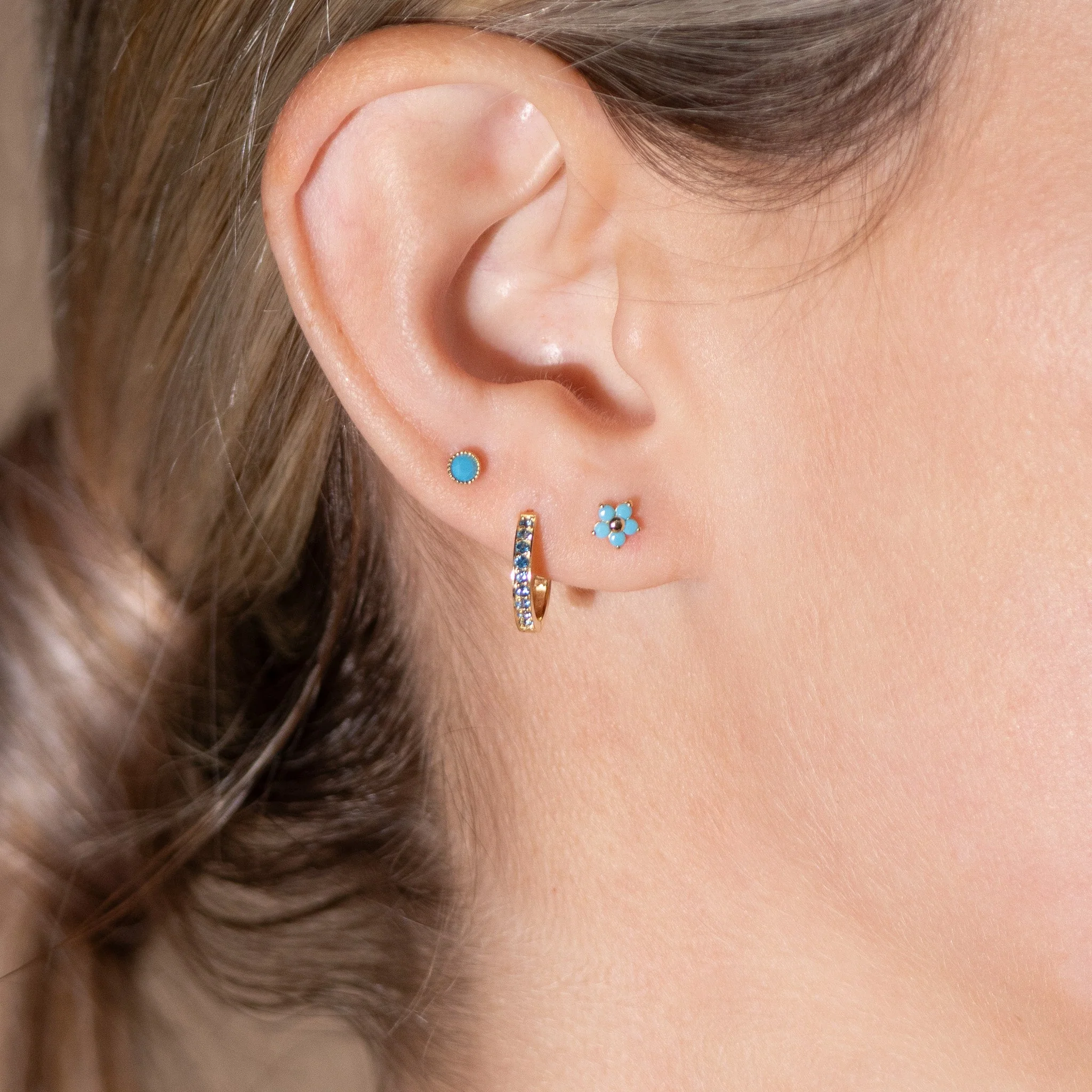 Yellow Gold Topaz Cartilage Hoop - Image 3
