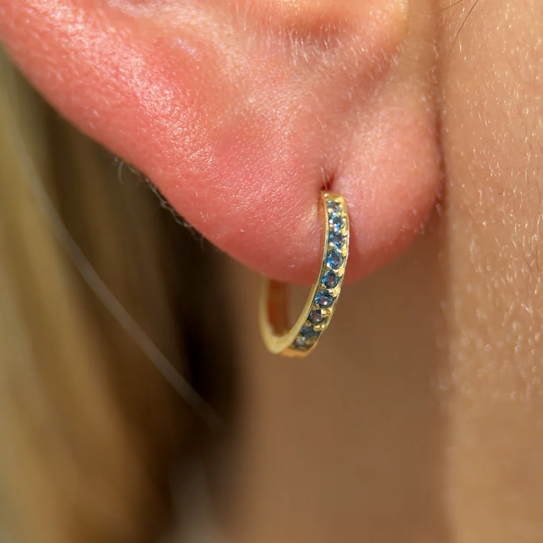 Yellow Gold Topaz Cartilage Hoop - Image 6