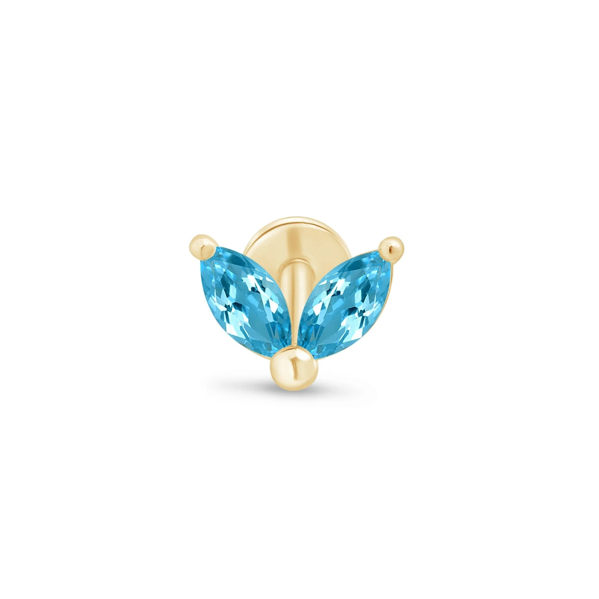 Yellow Gold Topaz Double Marquise Flat Back Earring