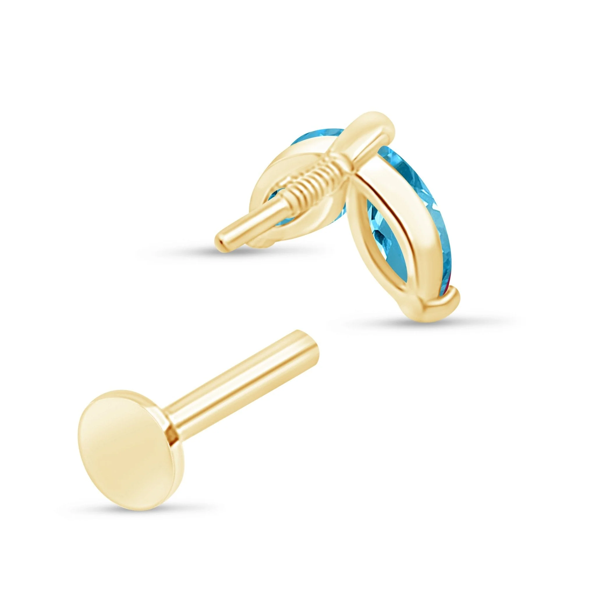 Yellow Gold Topaz Double Marquise Flat Back Earring - Image 7