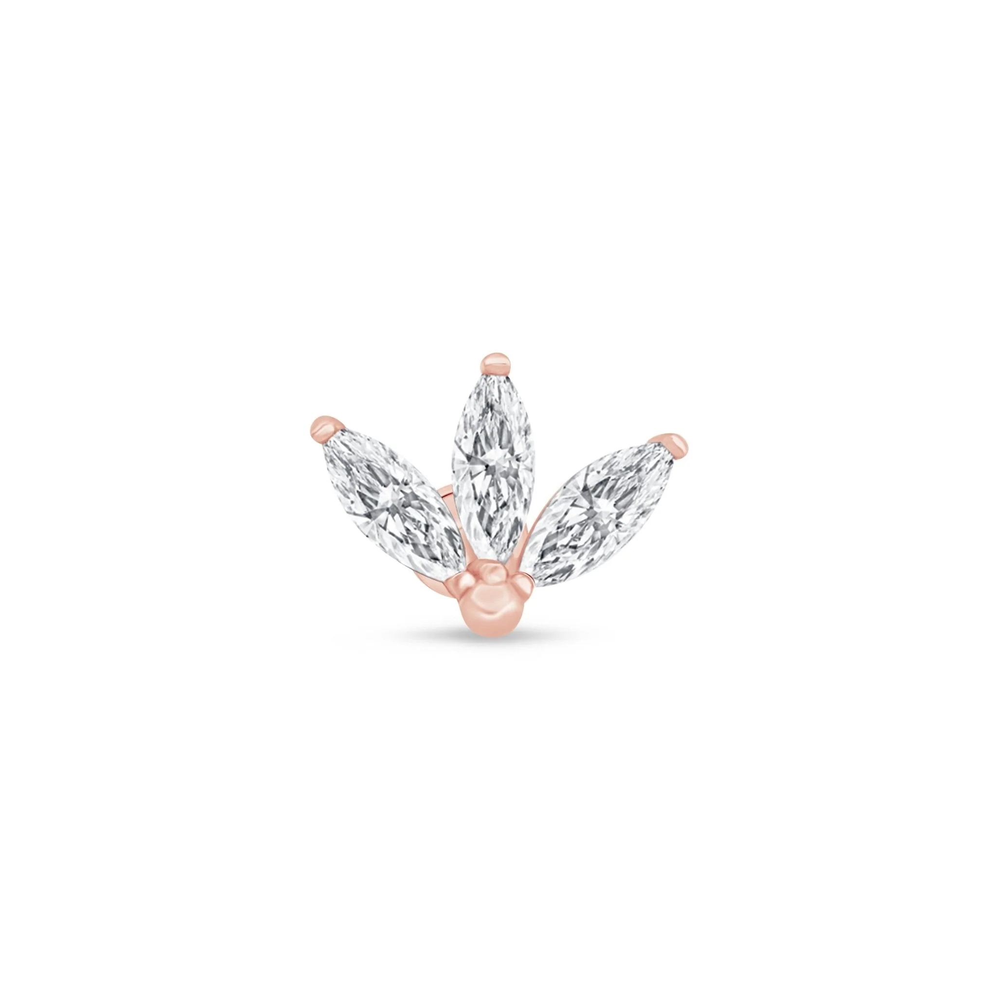 Rose Gold Gemstone Marquise Lotus Flat Back Earring