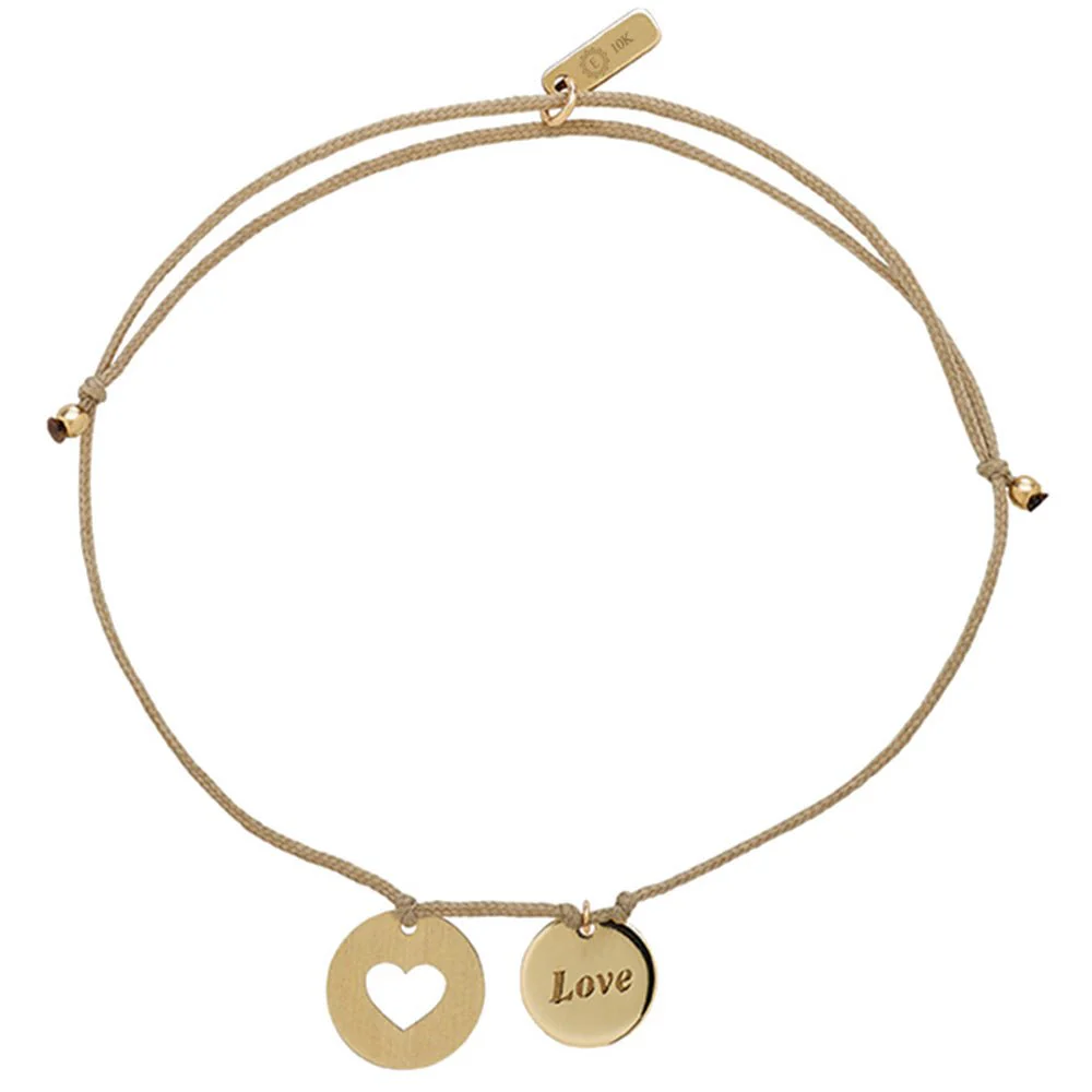 Love Charm Bracelet in Solid 10k Yellow Gold