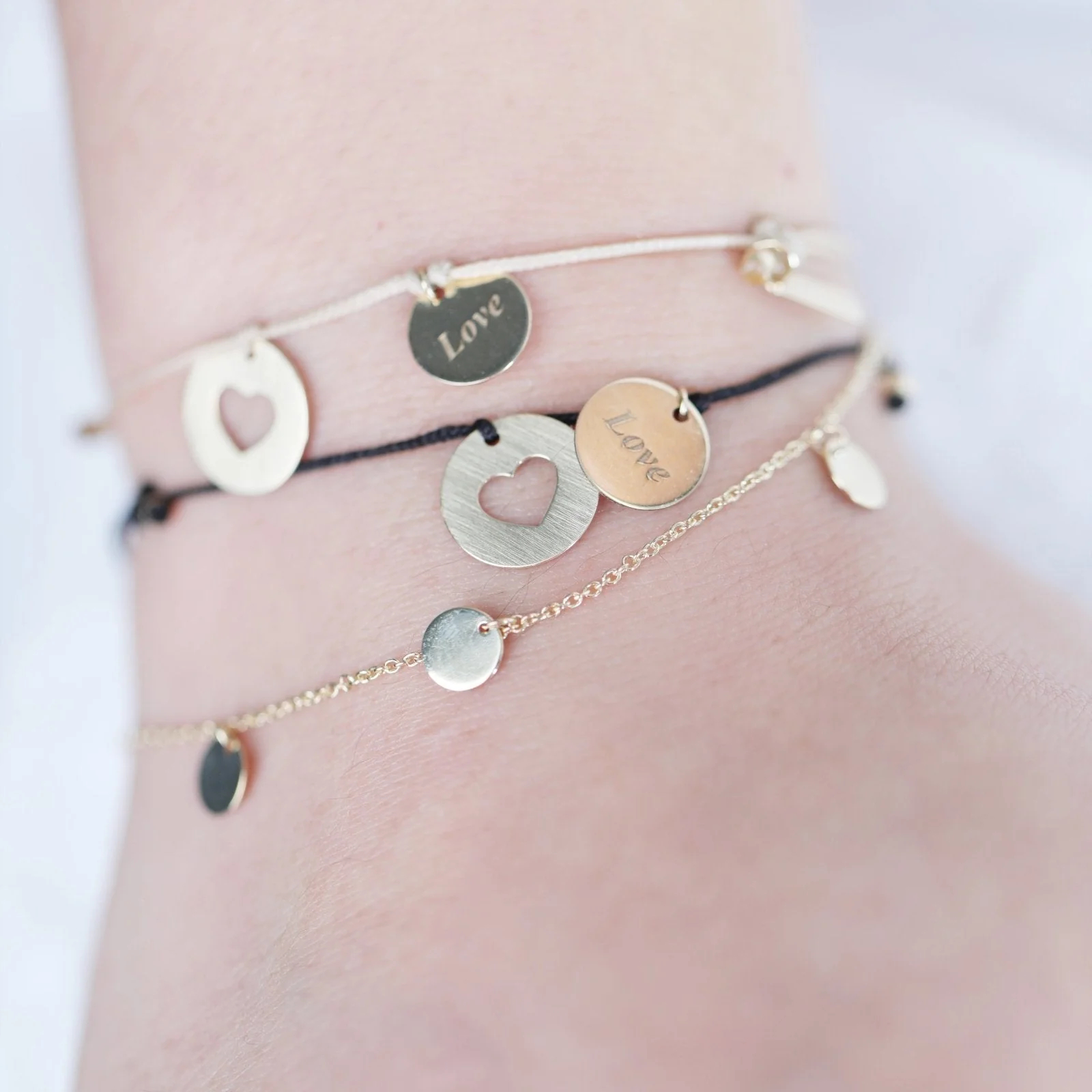 Love Charm Bracelet in Solid 10k Yellow Gold - Image 4