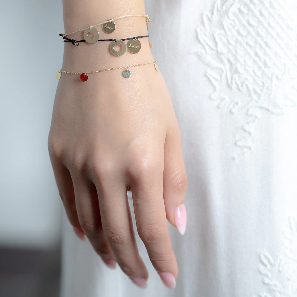 Love Charm Bracelet in Solid 10k Yellow Gold - Image 5