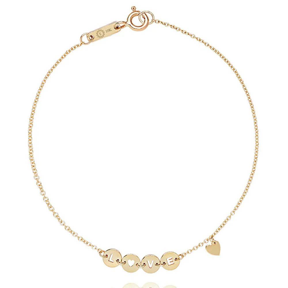 Love Disc Chain Bracelet Gold in Solid 14k Yellow Gold
