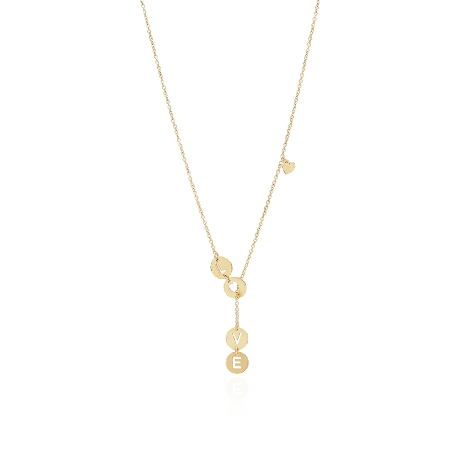 Solid 10k Yellow Gold Love Lariat Necklace