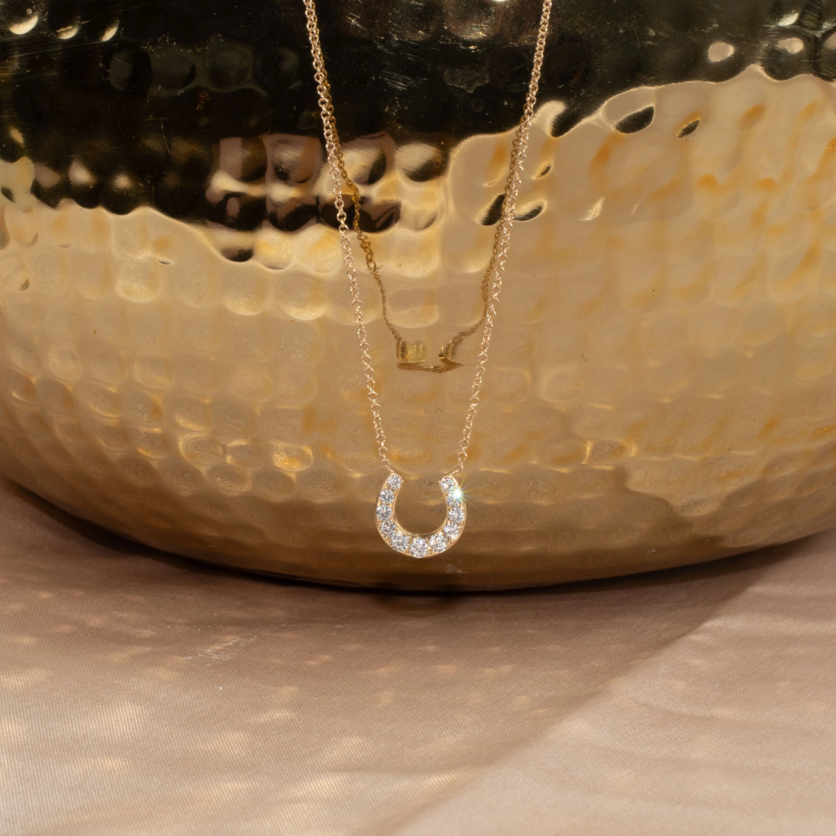 Yellow Gold Lucky Diamond Horseshoe Necklace - Image 4