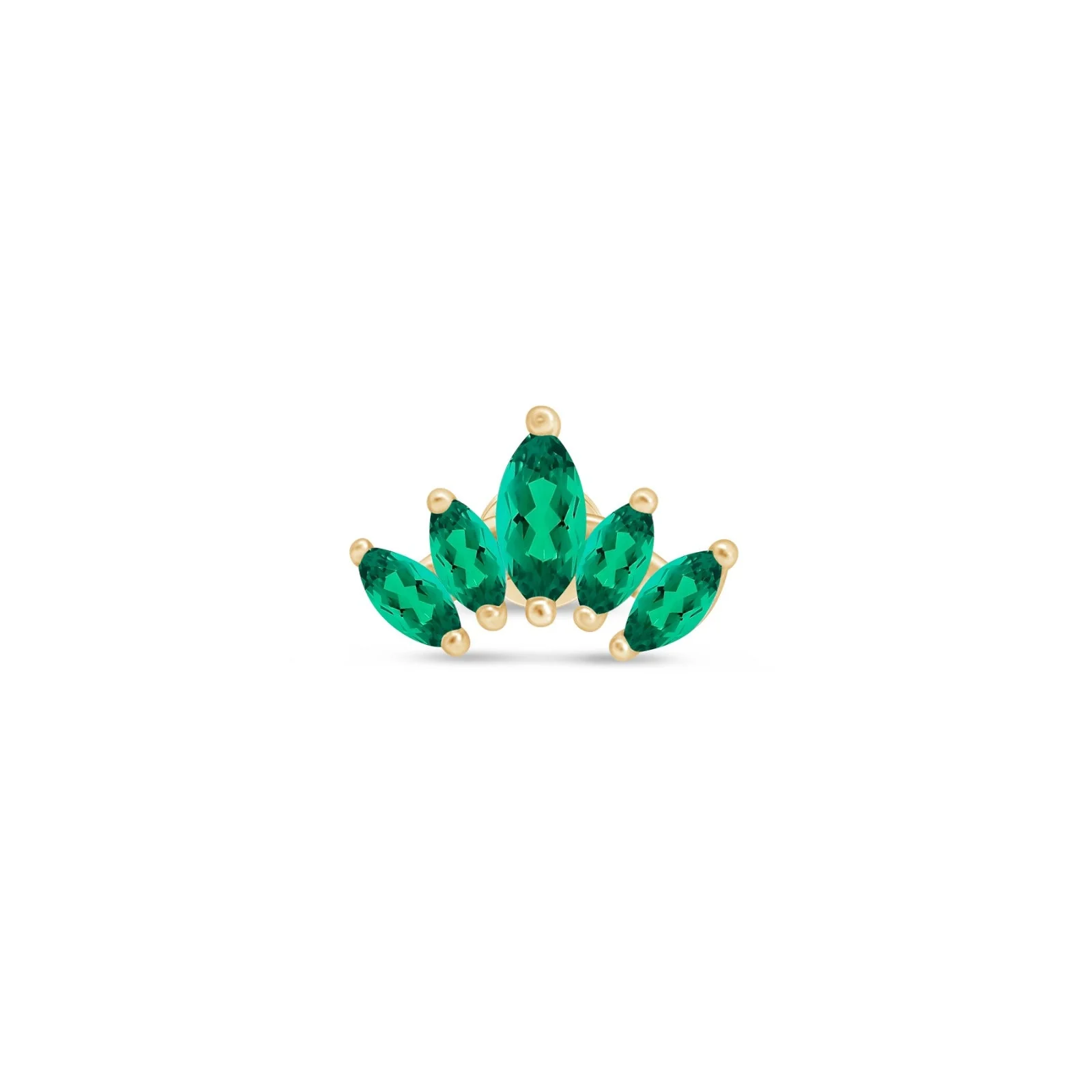 Yellow Gold Emerald Lotus Flat Back Earring