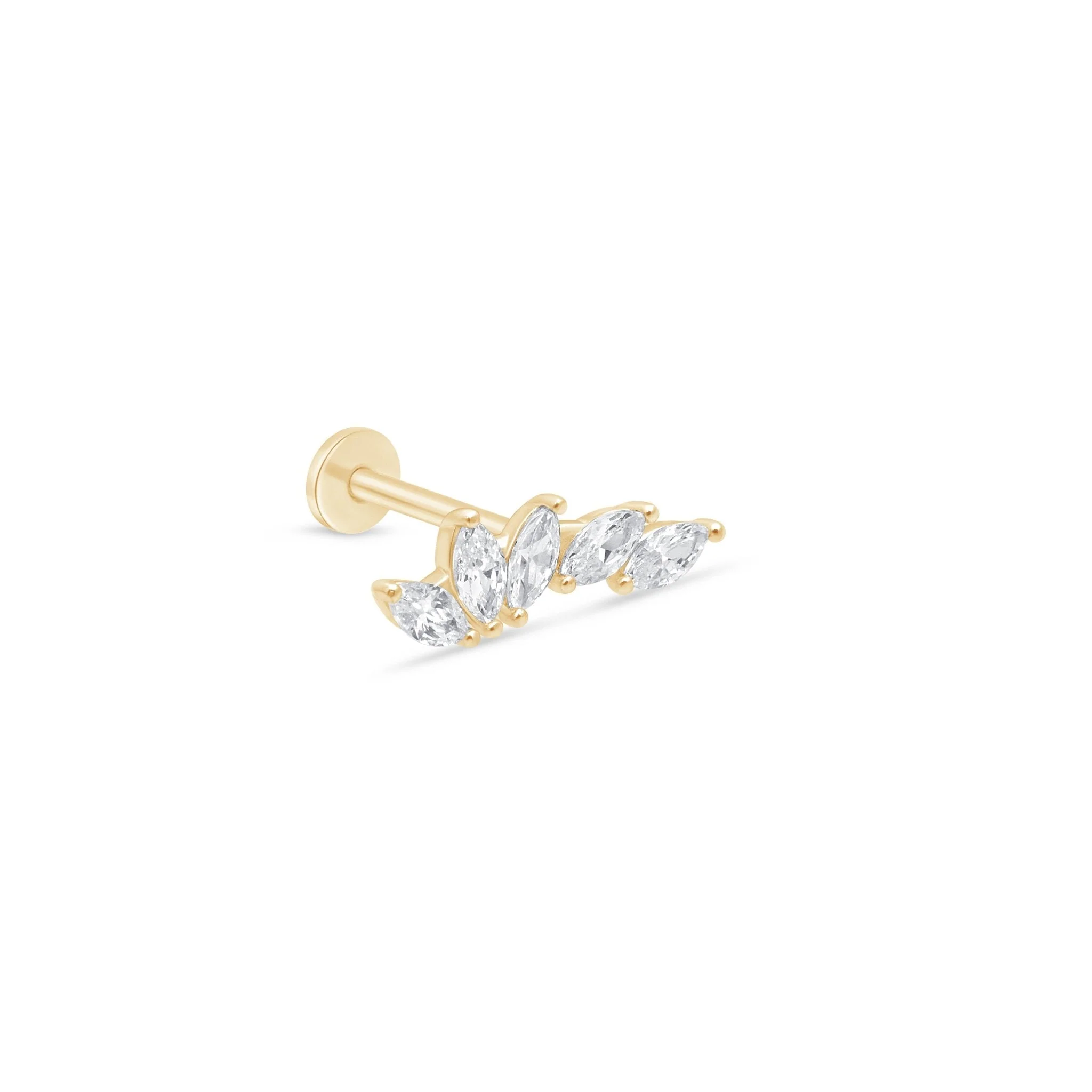 Yellow Gold Marquise Illusion Flat Back Ear Climber