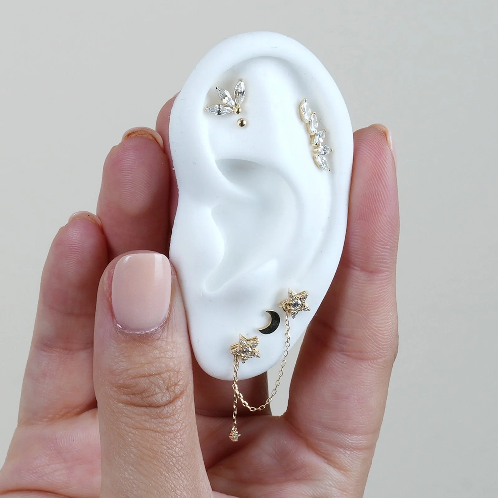 Yellow Gold Marquise Illusion Flat Back Ear Climber - Image 6