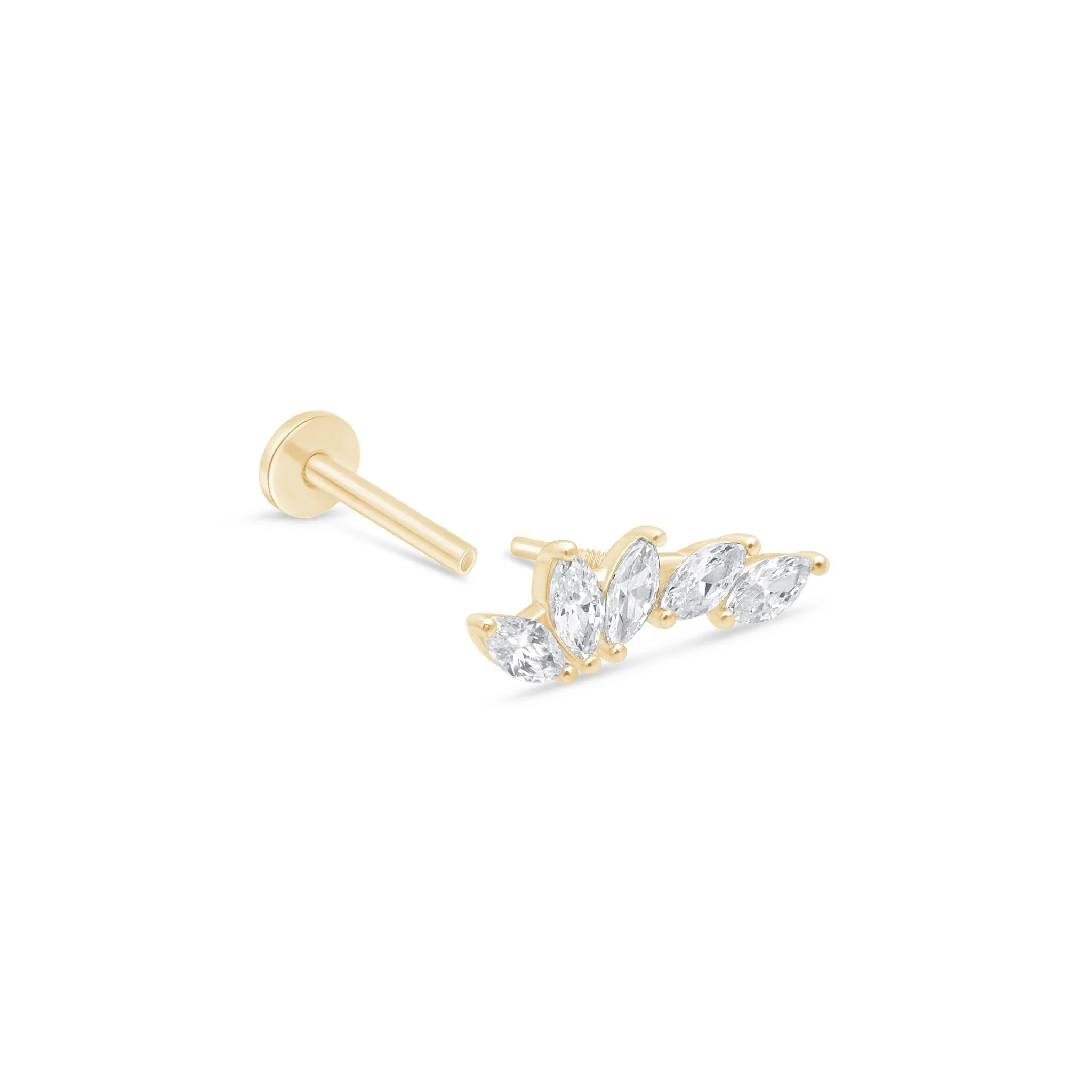 Yellow Gold Marquise Illusion Flat Back Ear Climber - Image 7