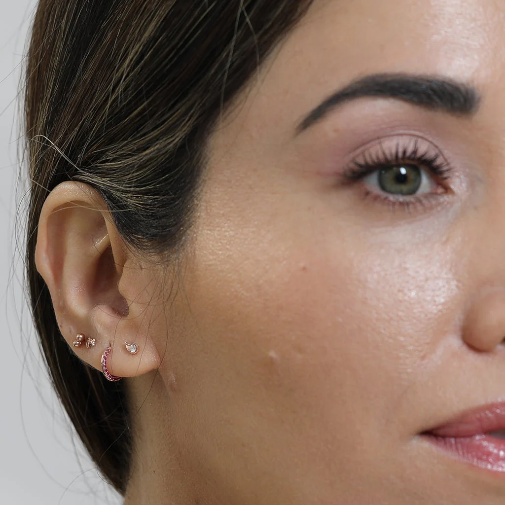 Yellow Gold Diamond Paisley Milgrain Flat Back Earring - Image 3
