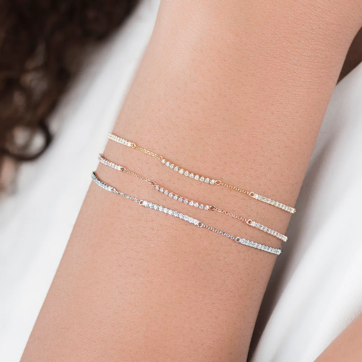Diamond Tennis Bracelet in Solid 14k White Gold - Image 2