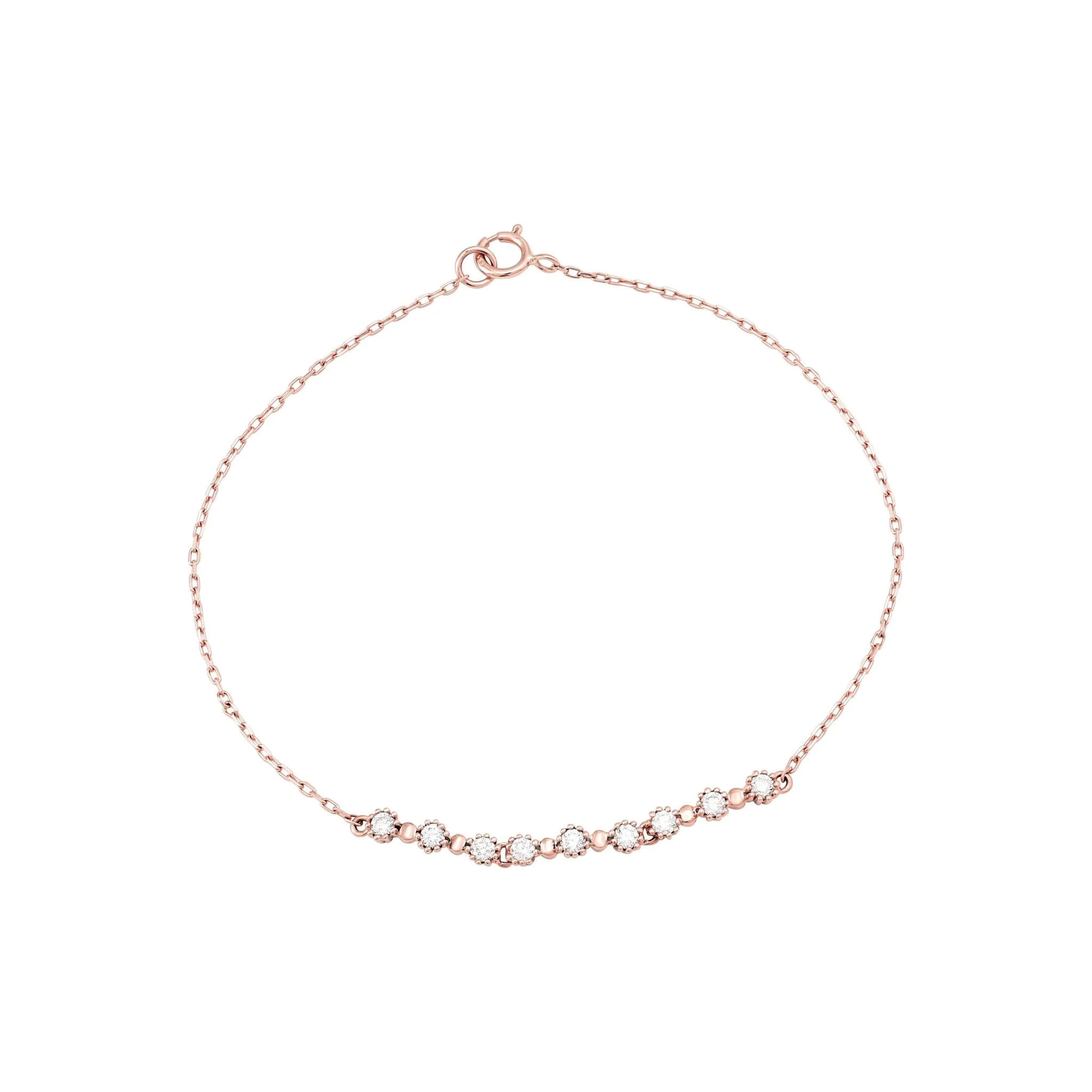 Mini Diamond Bezel Tennis Bracelet in Solid 14k Rose Gold