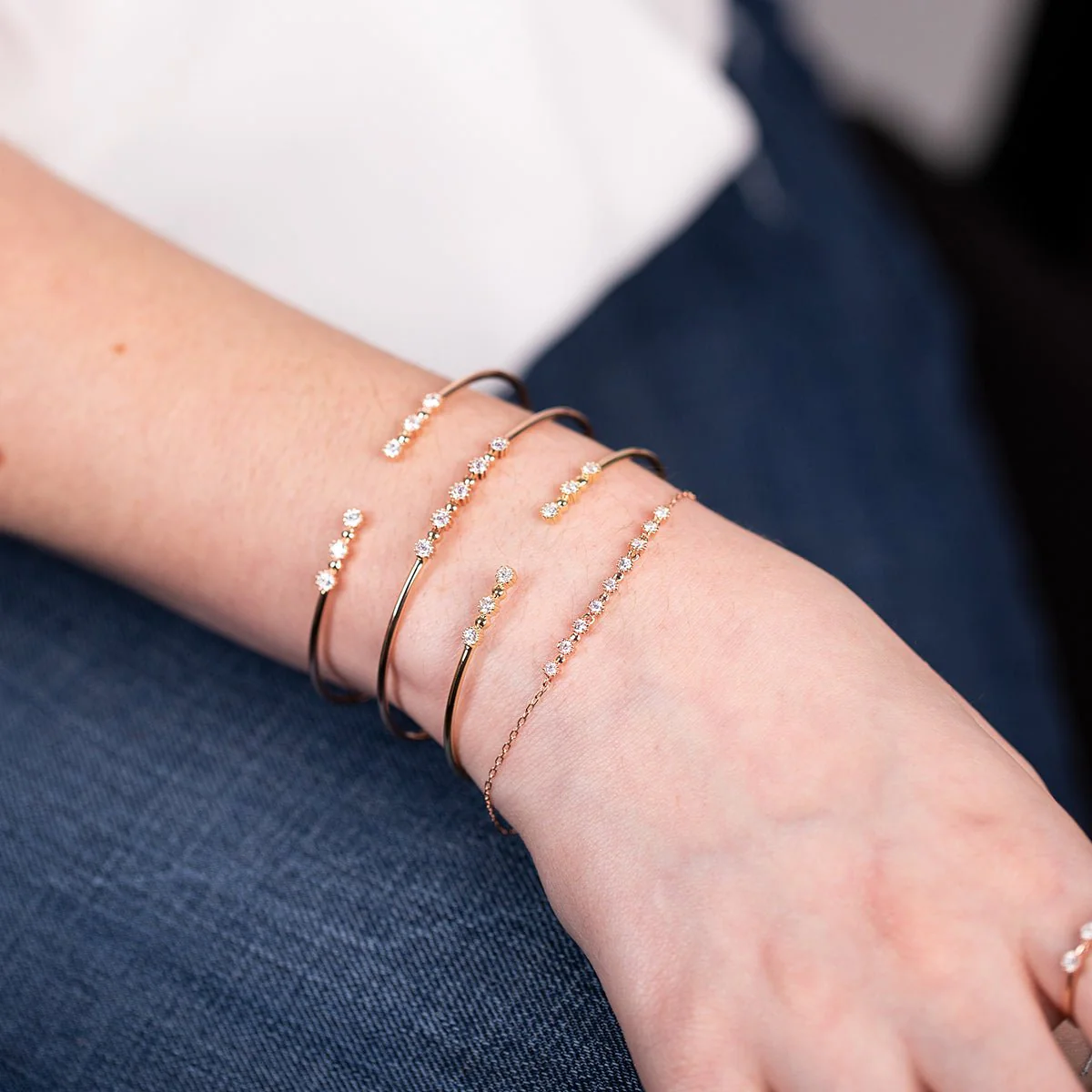Mini Diamond Bezel Tennis Bracelet in Solid 14k Rose Gold - Image 3