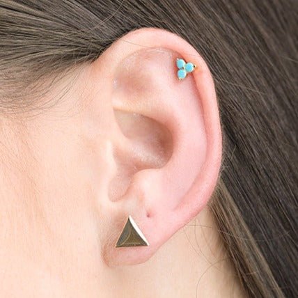 Yellow Gold Triangle Screw Back Stud - Image 3
