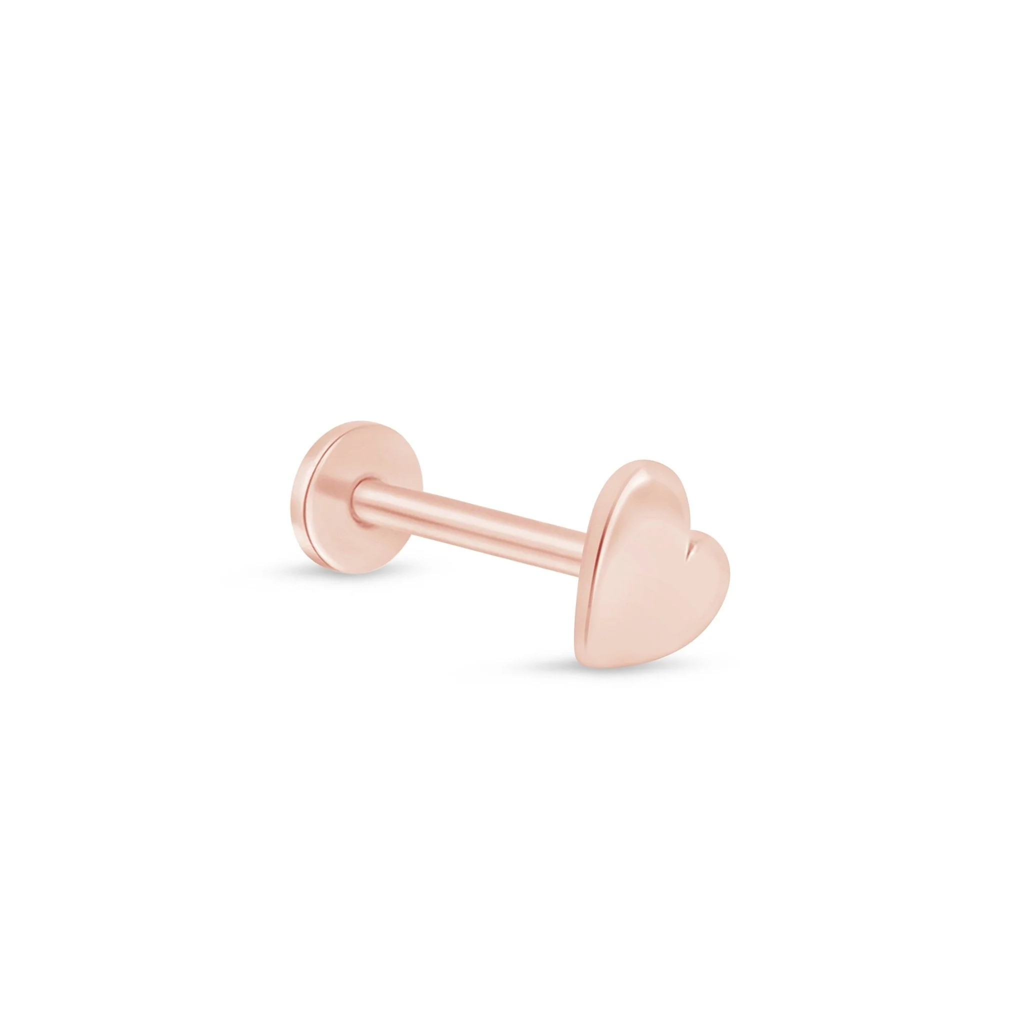 Rose Gold Heart Flat Back Threaded Stud Earring - Image 5