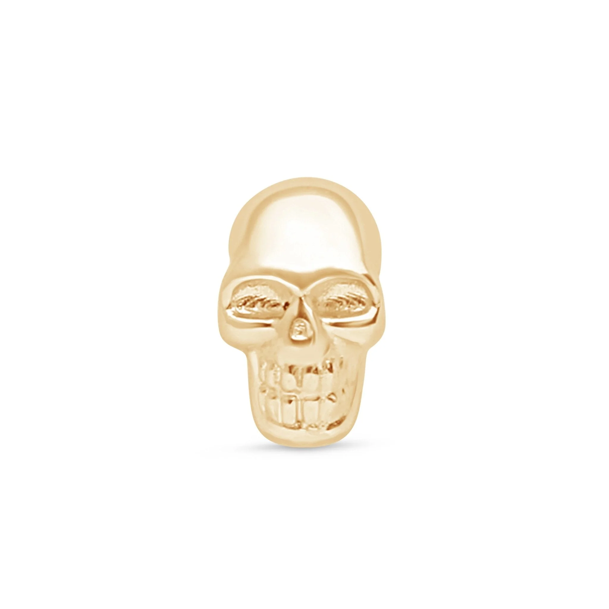 Yellow Gold Minimalist Skull Flat Back Earring