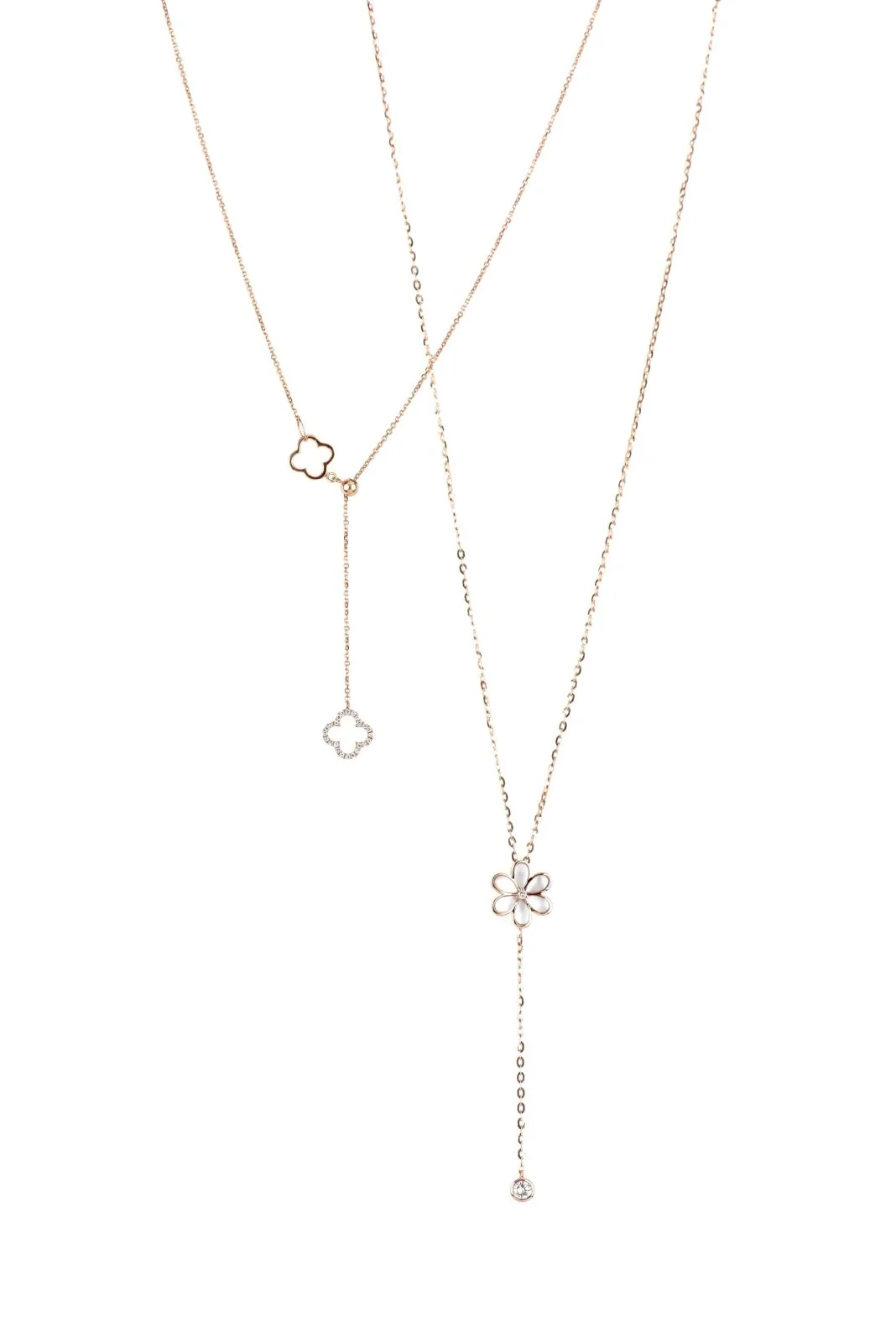 Mother of Pearl Flower Lariat Necklace - Image 3