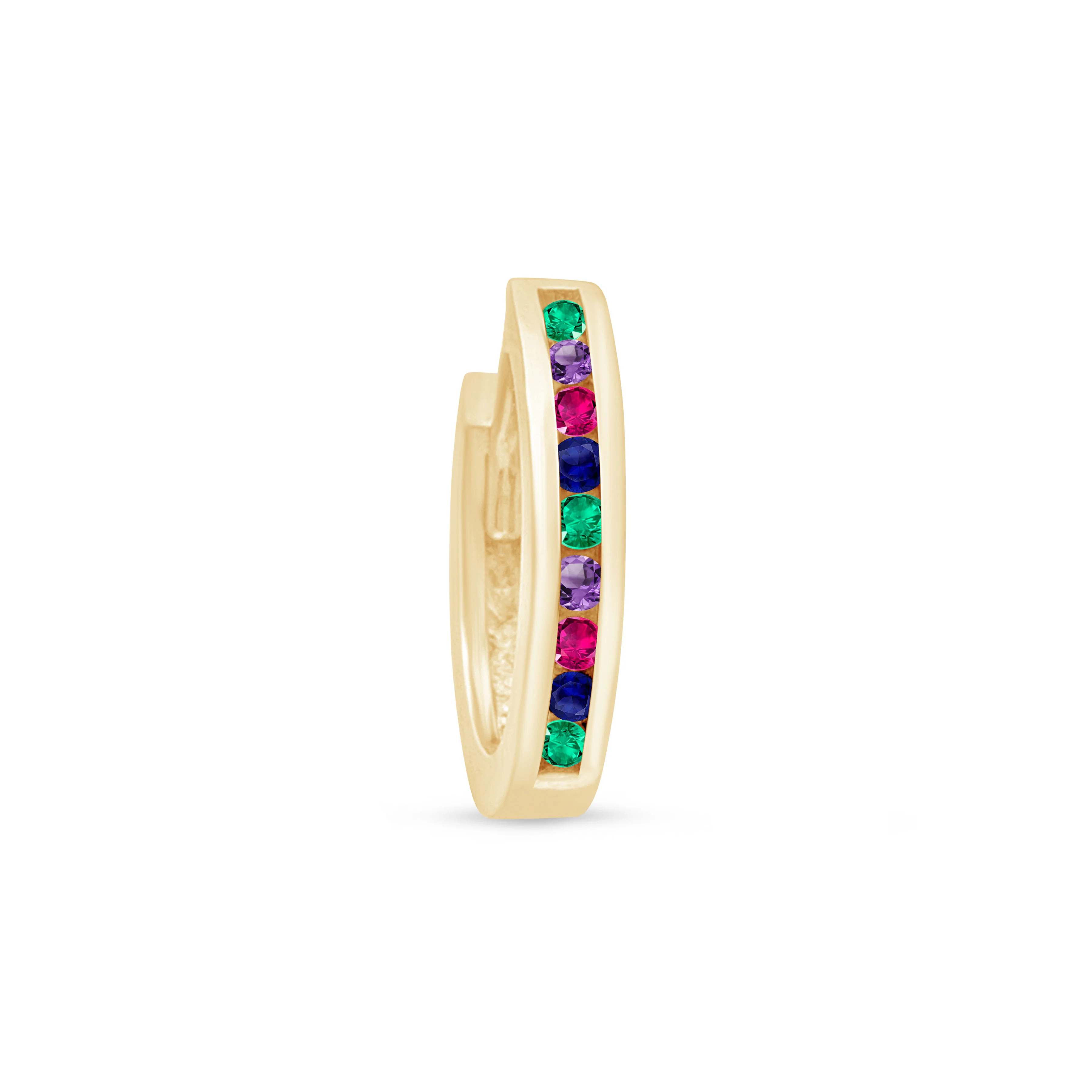 Yellow Gold Multicolor Huggie Hoop