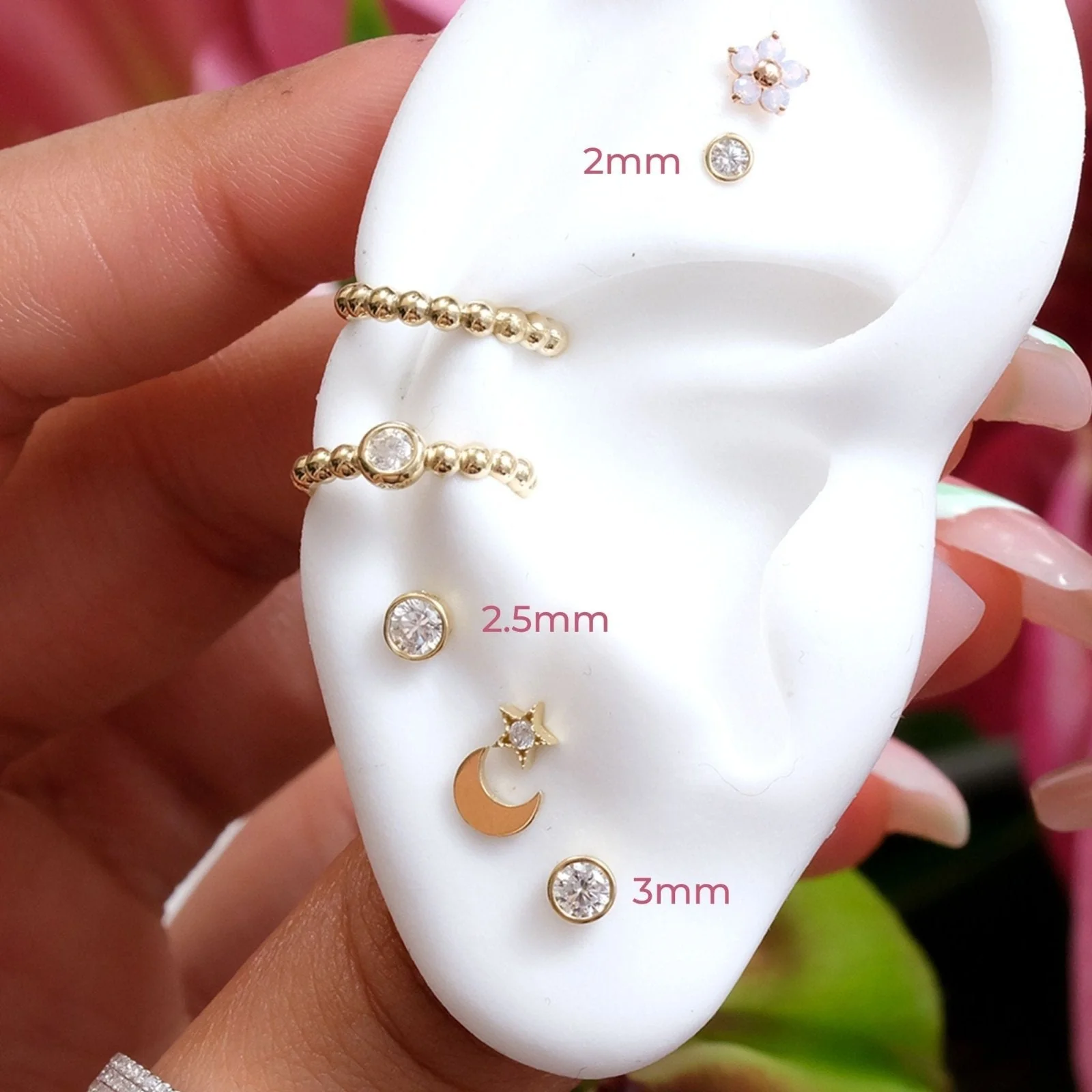 Yellow Gold Natural Diamond Bezel Flat Back Earring - Image 13