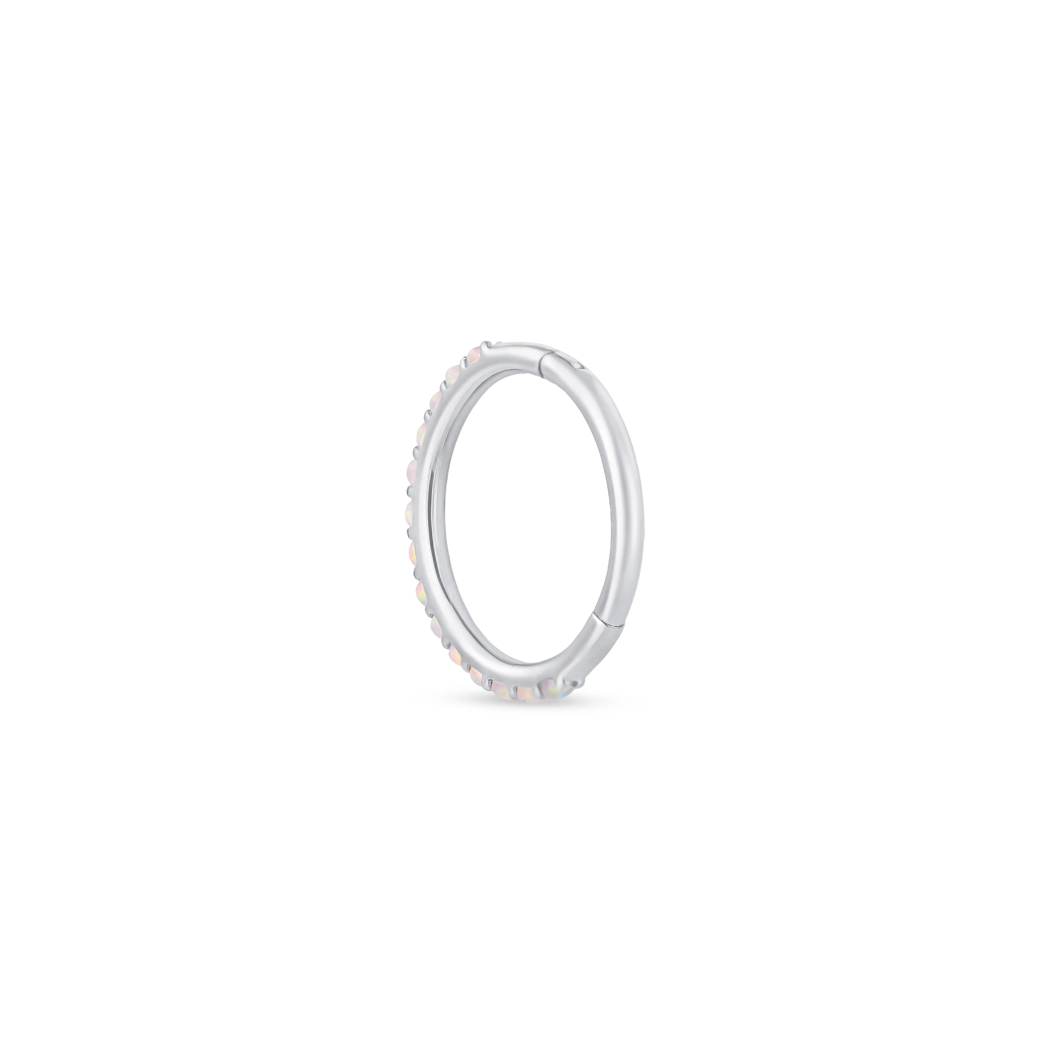 White Gold Opal Cartilage Hoop - Image 5