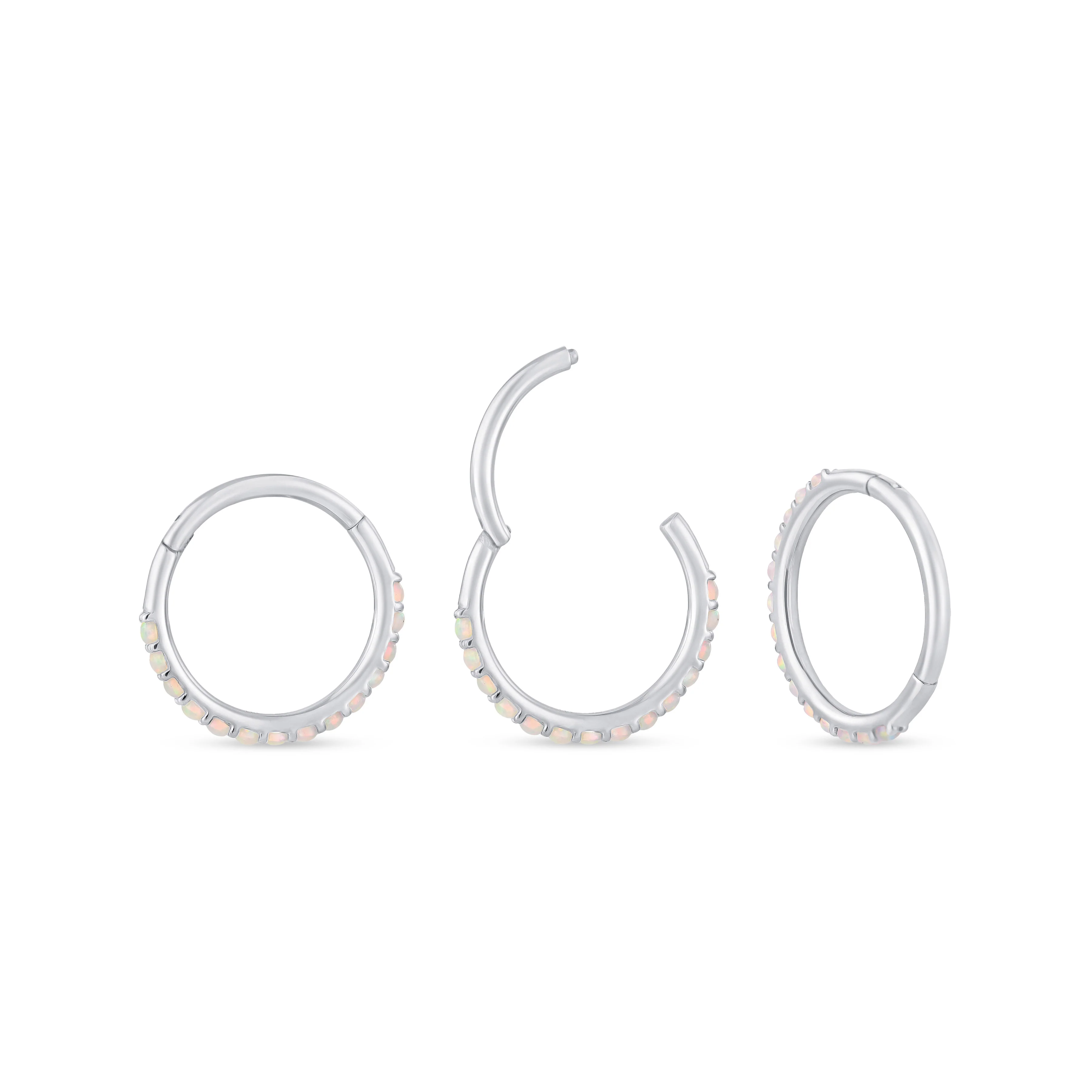 White Gold Opal Cartilage Hoop - Image 7