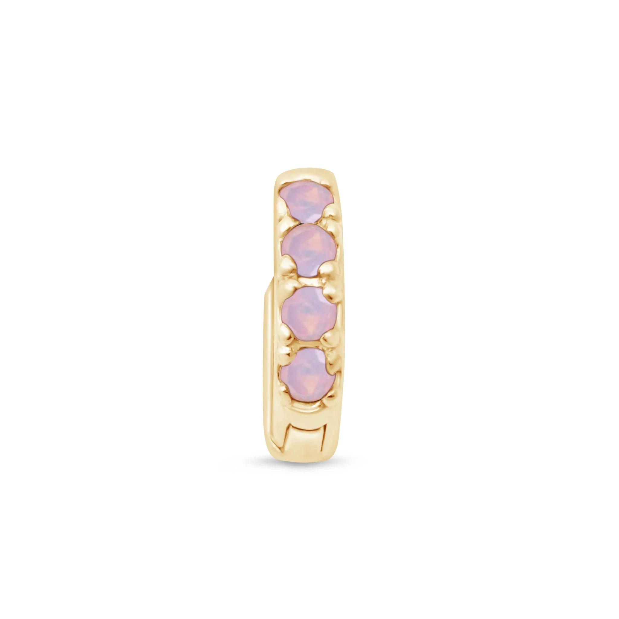 Yellow Gold Opal Pavé Huggie Hoop