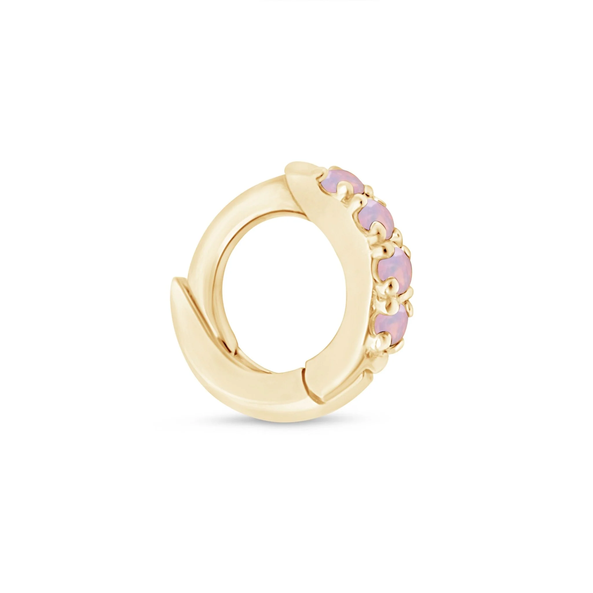Yellow Gold Opal Pavé Huggie Hoop - Image 14