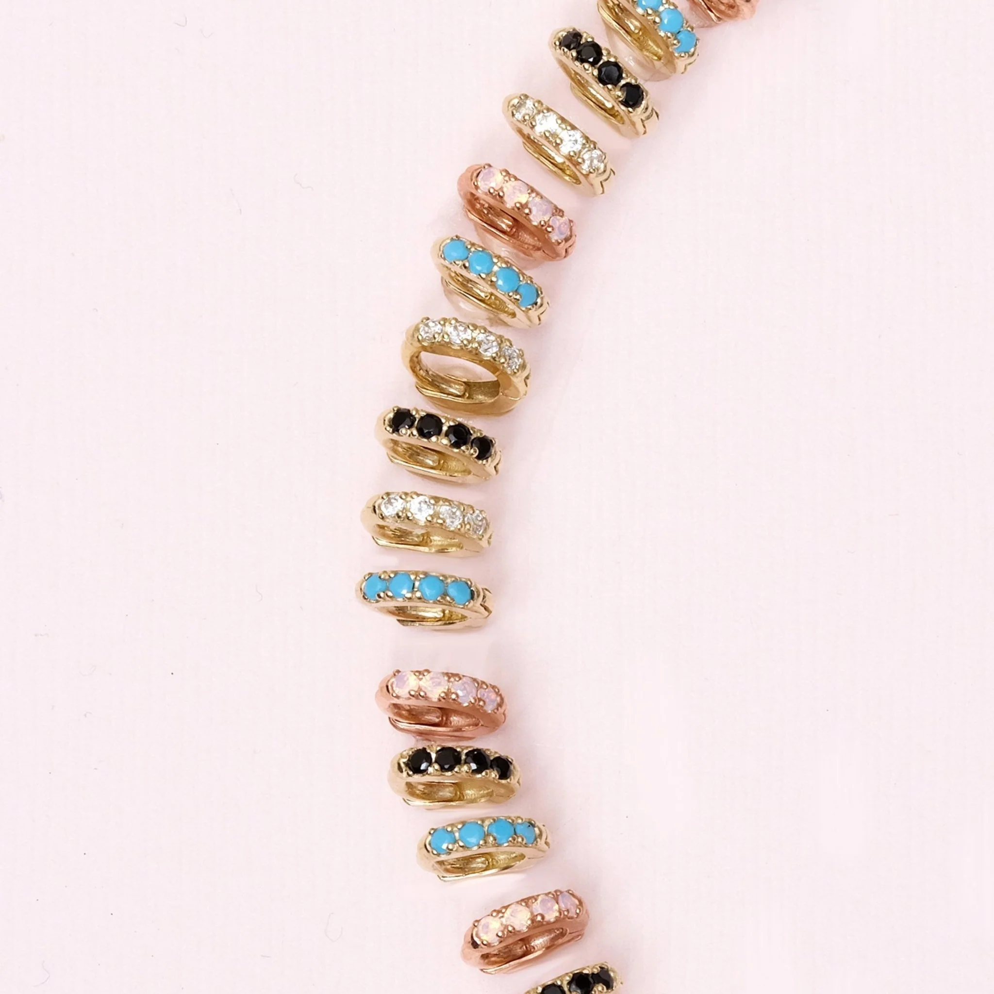Rose Gold Opal Studded Huggie Hoop - Image 6