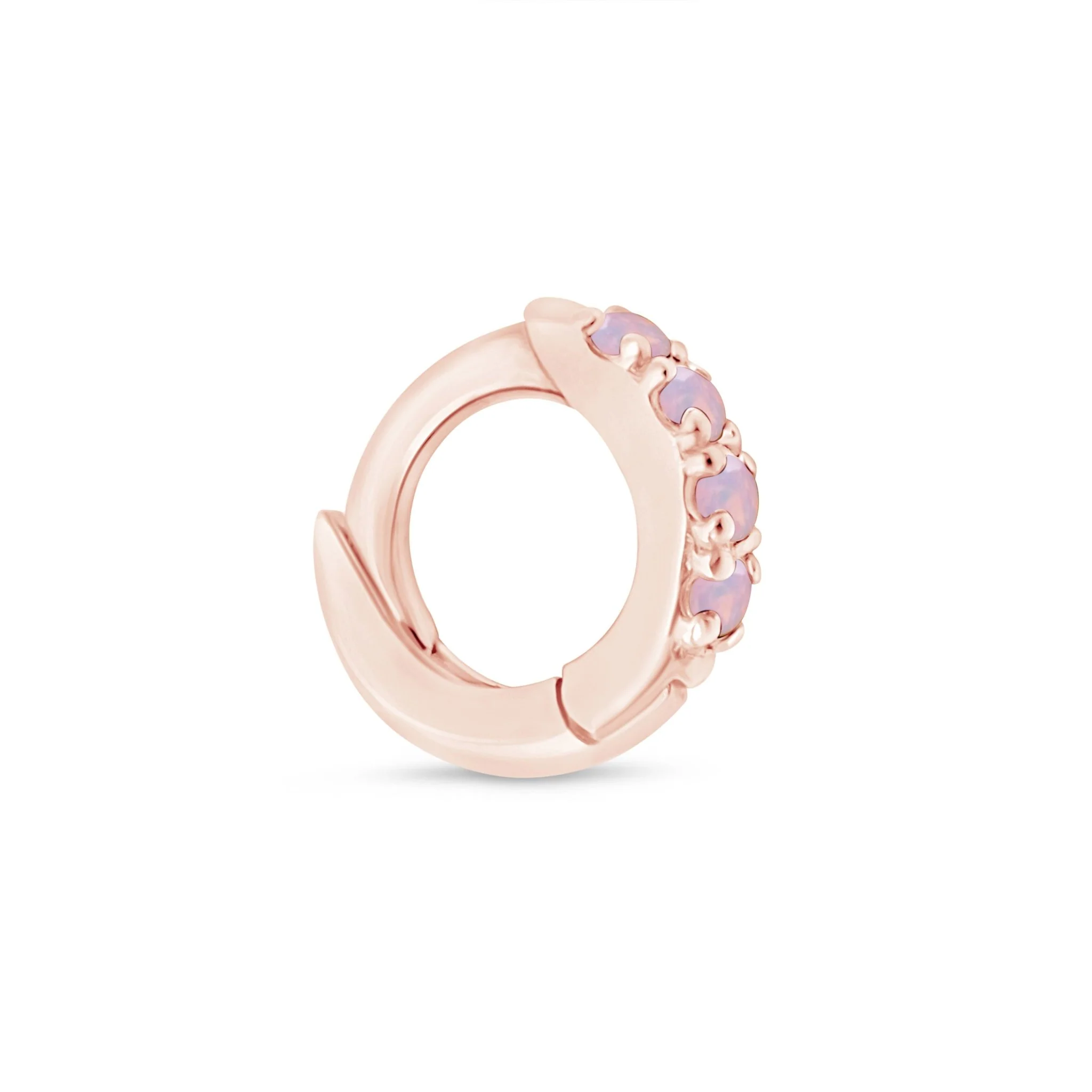 Rose Gold Opal Studded Huggie Hoop - Image 7