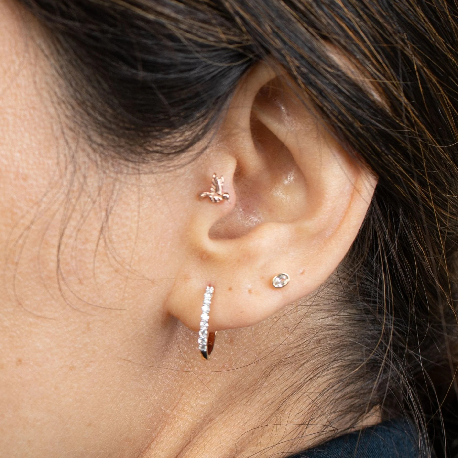 Yellow Gold Bezel Oval Gemstone Flat Back Stud Earring - Image 5