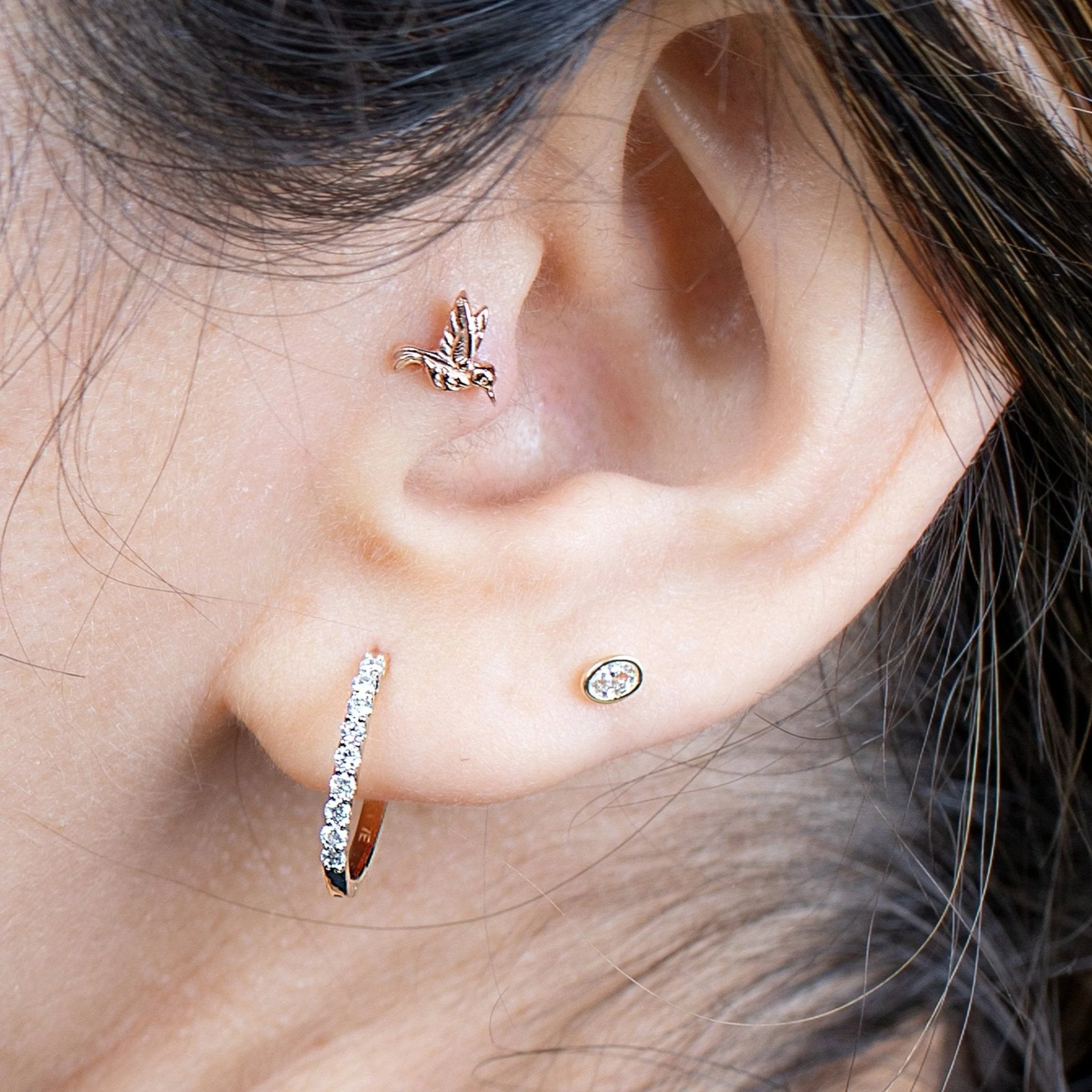 Yellow Gold Bezel Oval Gemstone Flat Back Stud Earring - Image 7