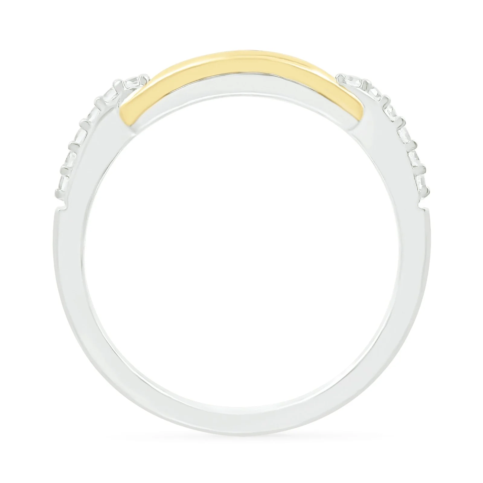 Gold Paperclip Link Ring with Diamonds in Solid 10k Yellow Gold - Image 6