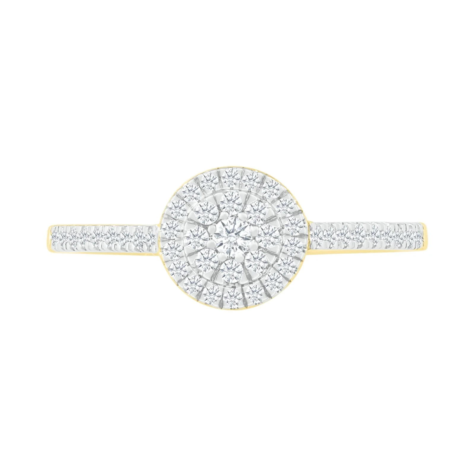 Diamond Round Illusion Ring with Diamond Halo in Solid 10k Yellow Gold - Image 2